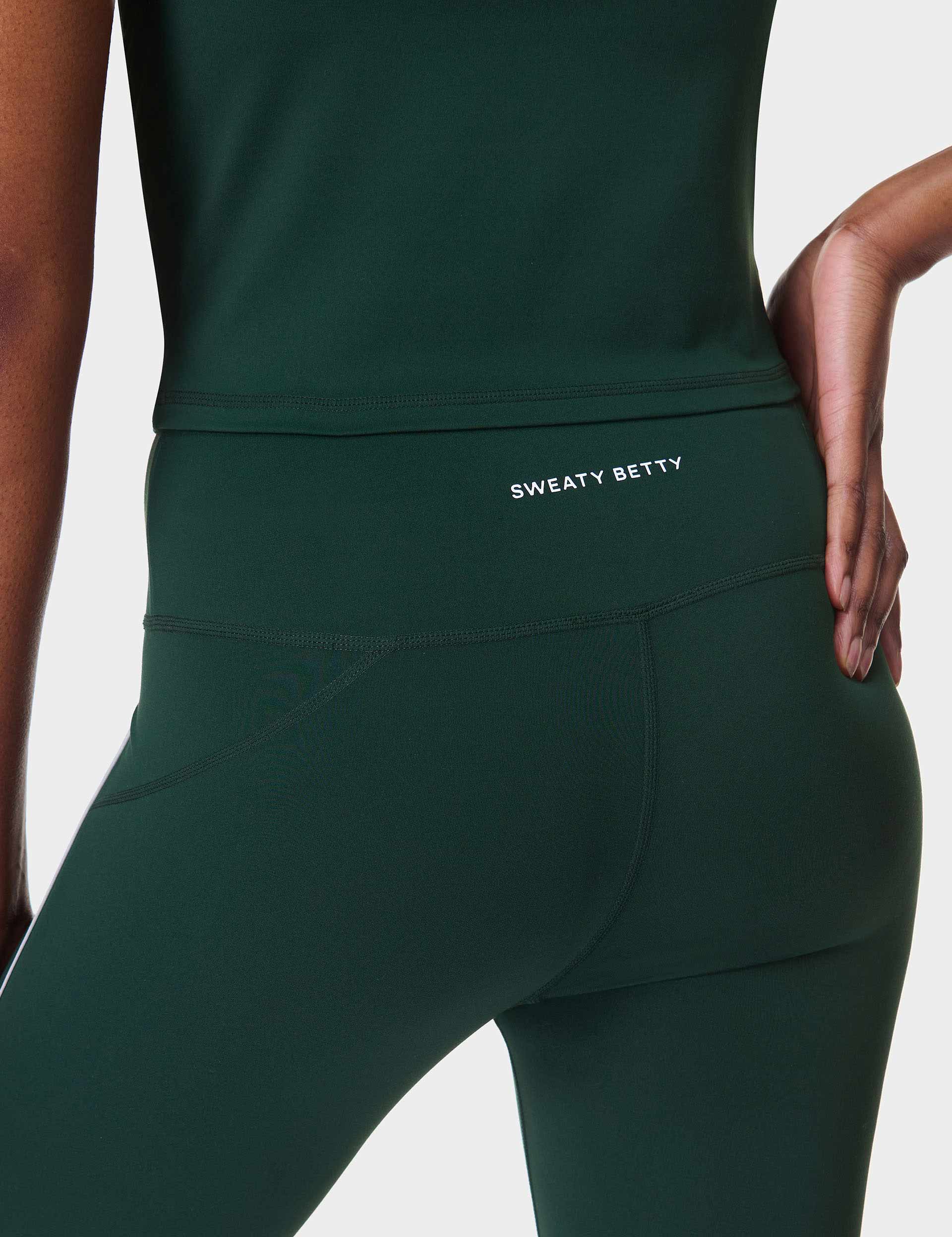 All Day Active Contrast Piping 7/8 Leggings for Women - Cedar Green | Yoga, Running & Gym Workouts