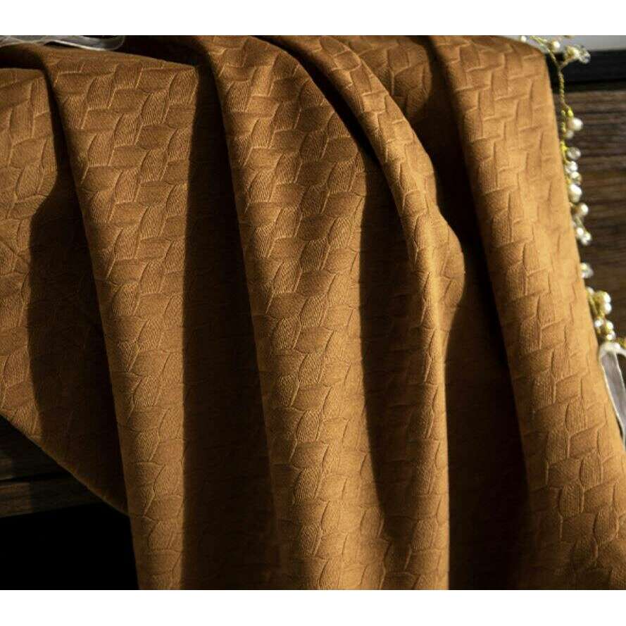 Luxury Jacquard Velvet Woven Design Curtains - Orange | Elegant Home Decor for Living Room, Bedroom & Dining Room | Blackout Thermal Insulated Window Drapes
