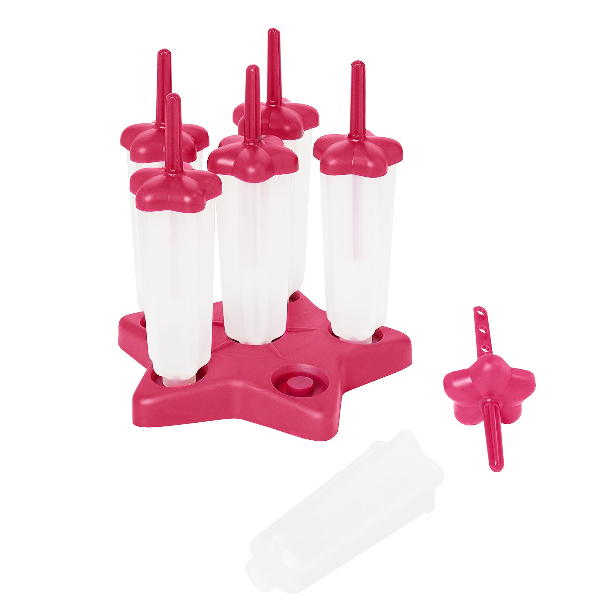 Tovolo Star Pop Popsicle Molds with Sticks (6-Pack, Fuchsia) - Reusable BPA-Free Ice Pop Maker for Homemade Frozen Treats - Dishwasher Safe Popsicle Stand for Easy Storage - Perfect for Summer Snacks, Kids Parties & Healthy Desserts