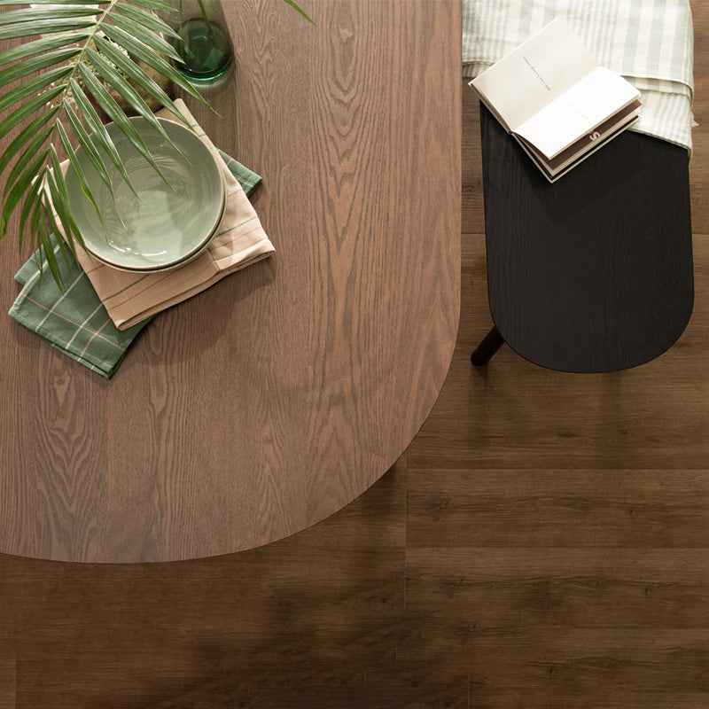 HAROLD 160cm Walnut & Black Dining Table - Modern Wooden Kitchen Table for Small Spaces, Dining Room, and Family Gatherings