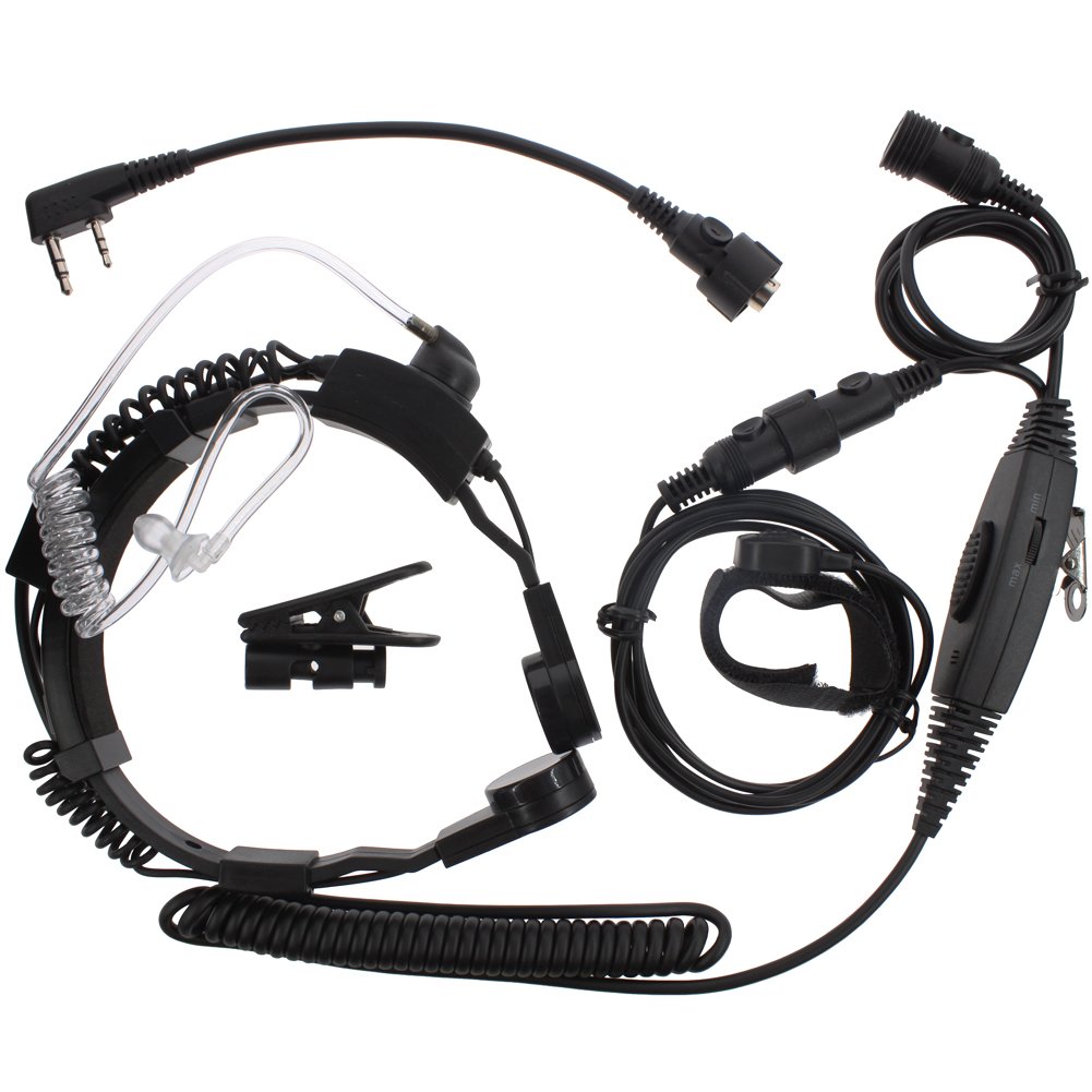 KENMAX® Military Tactical Throat Microphone Headset with VOX & PTT - Compatible with Wouxun KG-889/KG-869/KG-819, TYT TH-F7/TH-F8 - Ideal for Law Enforcement, Airsoft & Outdoor Adventures