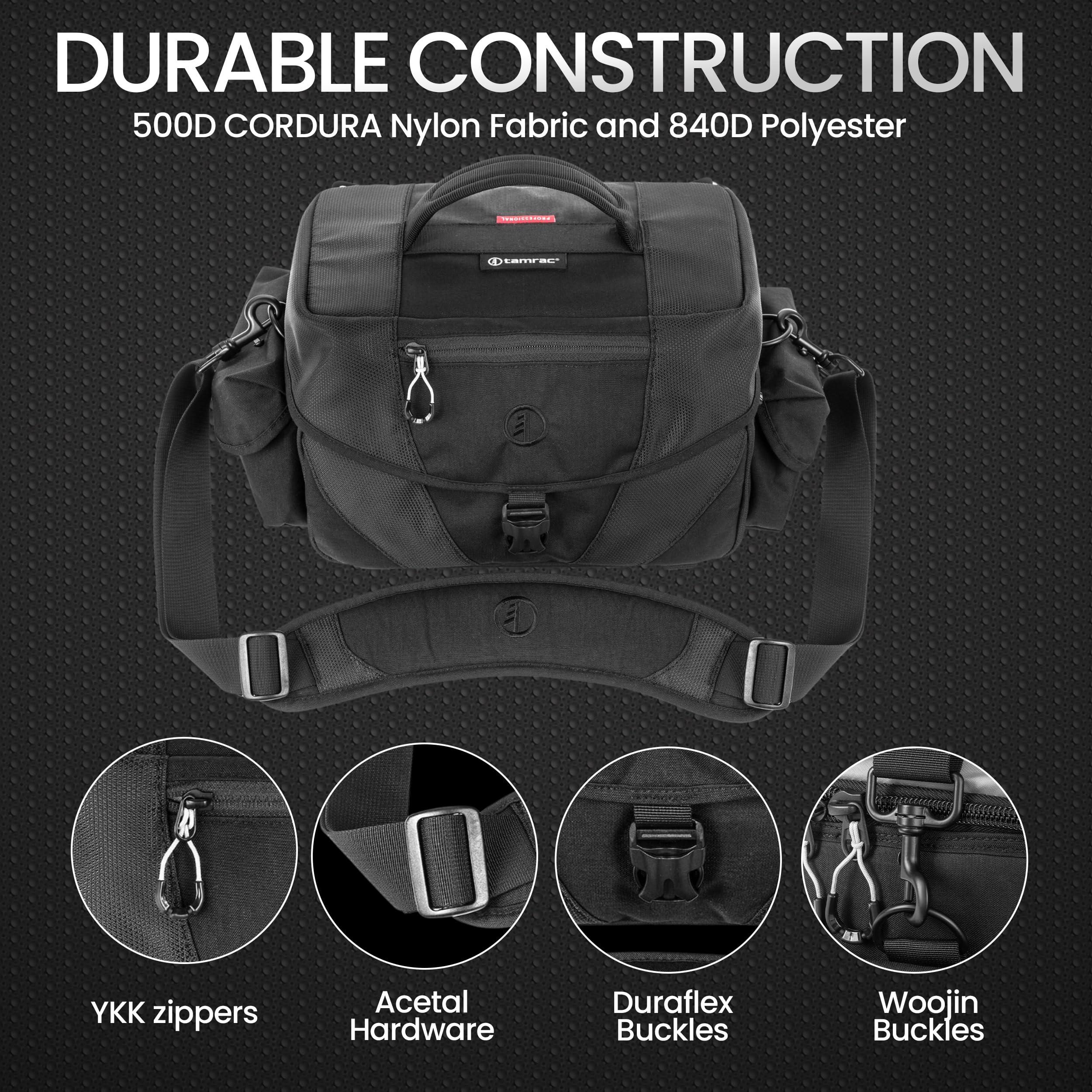 Tamrac Stratus 8 DSLR Mirrorless Camera Bag - Waterproof Shoulder Crossbody Bag with Tripod Holder & Padded Compartments for Photography Accessories (Black) | Perfect for Travel, Hiking & Outdoor Photography