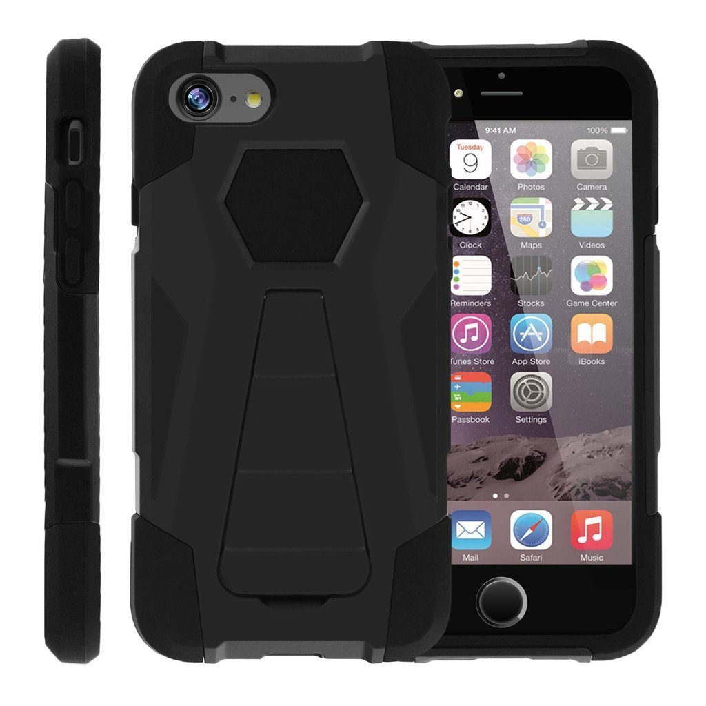 TurtleArmor iPhone 6 Plus/6s Plus Case - Hybrid Dual Layer Hard Shell with Kickstand & Silicone Protection - Black | Shockproof Phone Cover for Work, Travel & Outdoor Activities