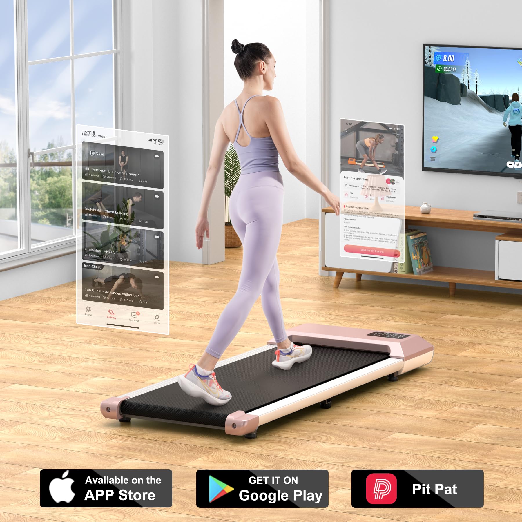 2024 Upgraded Smart Under Desk Treadmill - Quiet Portable Walking Pad for Home & Office with APP/Remote Control, LED Display - No Installation Required - Perfect for Workouts While Working or Watching TV