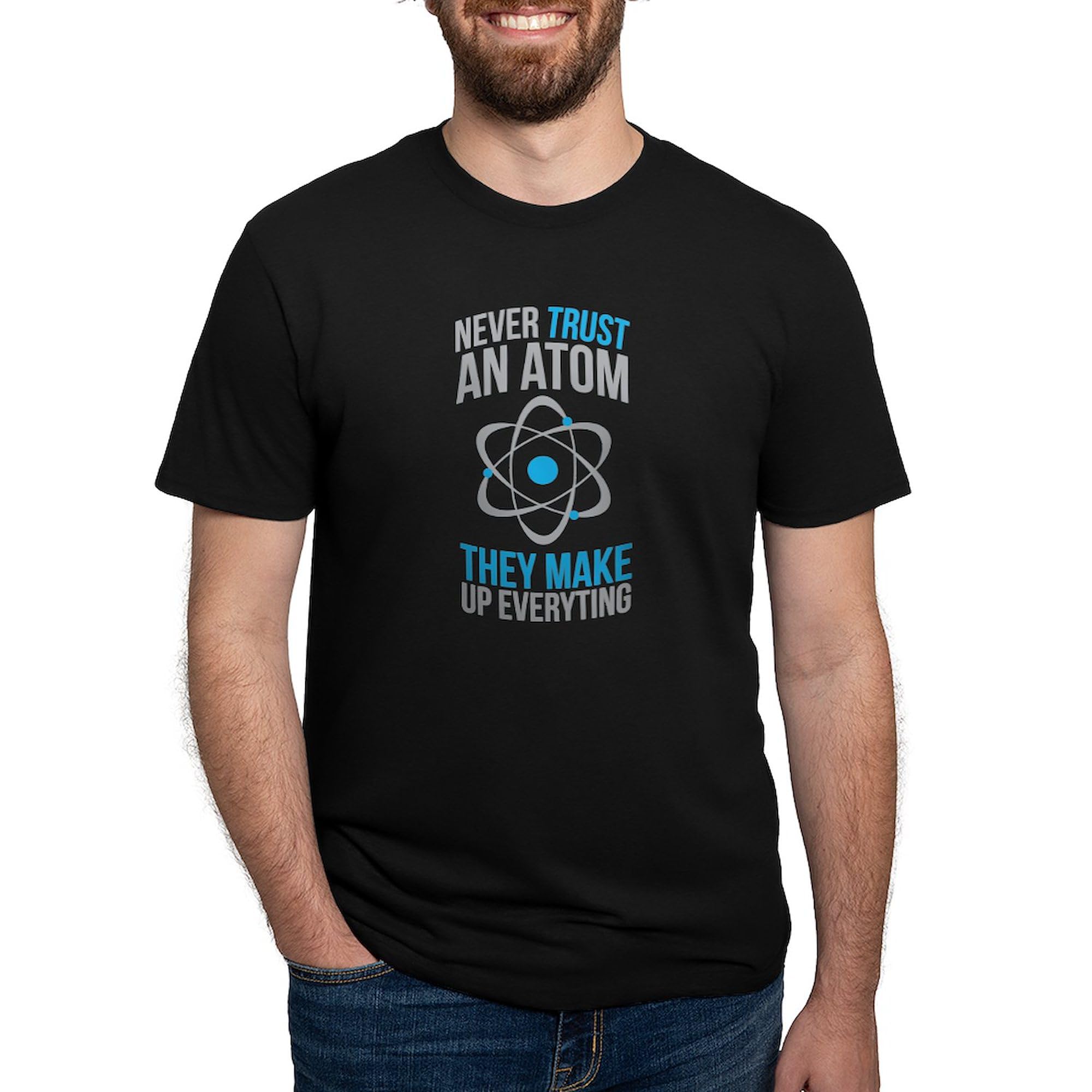 Never Trust Atoms They Make Everything Up Funny Science T-Shirt - Men's Premium Tri-Blend Tee for Casual Wear & Nerdy Gifts