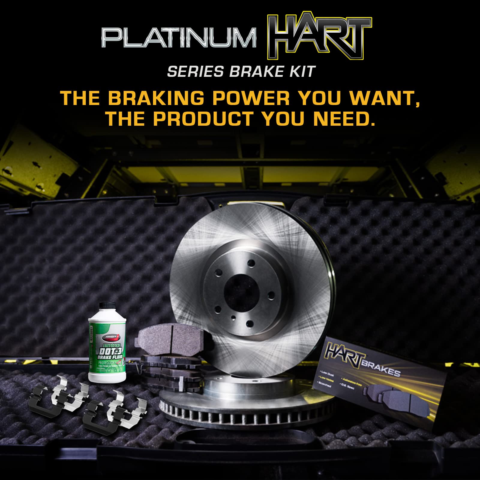 Hart RBBC.54027.42 Front & Rear Brake Kit - Semi-Metallic Brake Pads & Rotors with Hardware | Premium Braking Performance for Cars, Trucks & SUVs | Ideal for Daily Commuting, Highway Driving & Heavy Loads