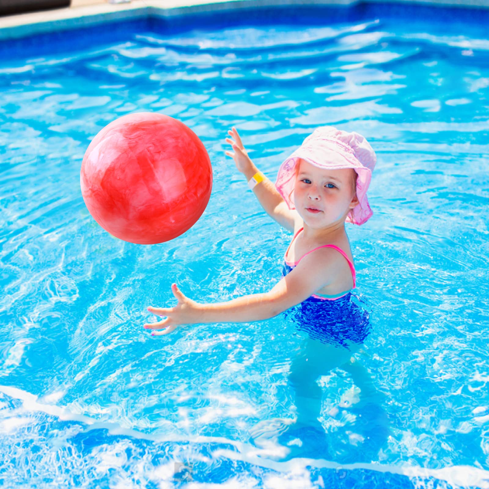 12 Pack 9-Inch Marbleized Bouncy Balls for Kids - Inflatable Sensory Play Balls with Air Pump - Perfect for Beach, Playground, School, Kickball & Water Games - Great for Outdoor Activities, Birthday Parties & Stress Relief