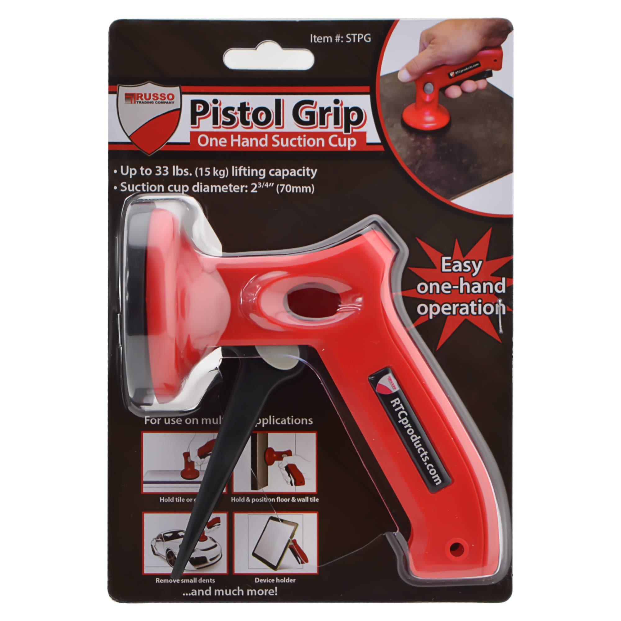 One-Handed Pistol Grip Suction Cup - Heavy Duty Vacuum Seal for Glass, Tile & Smooth Surfaces - Perfect for Bathroom, Kitchen & Car Window Mounting