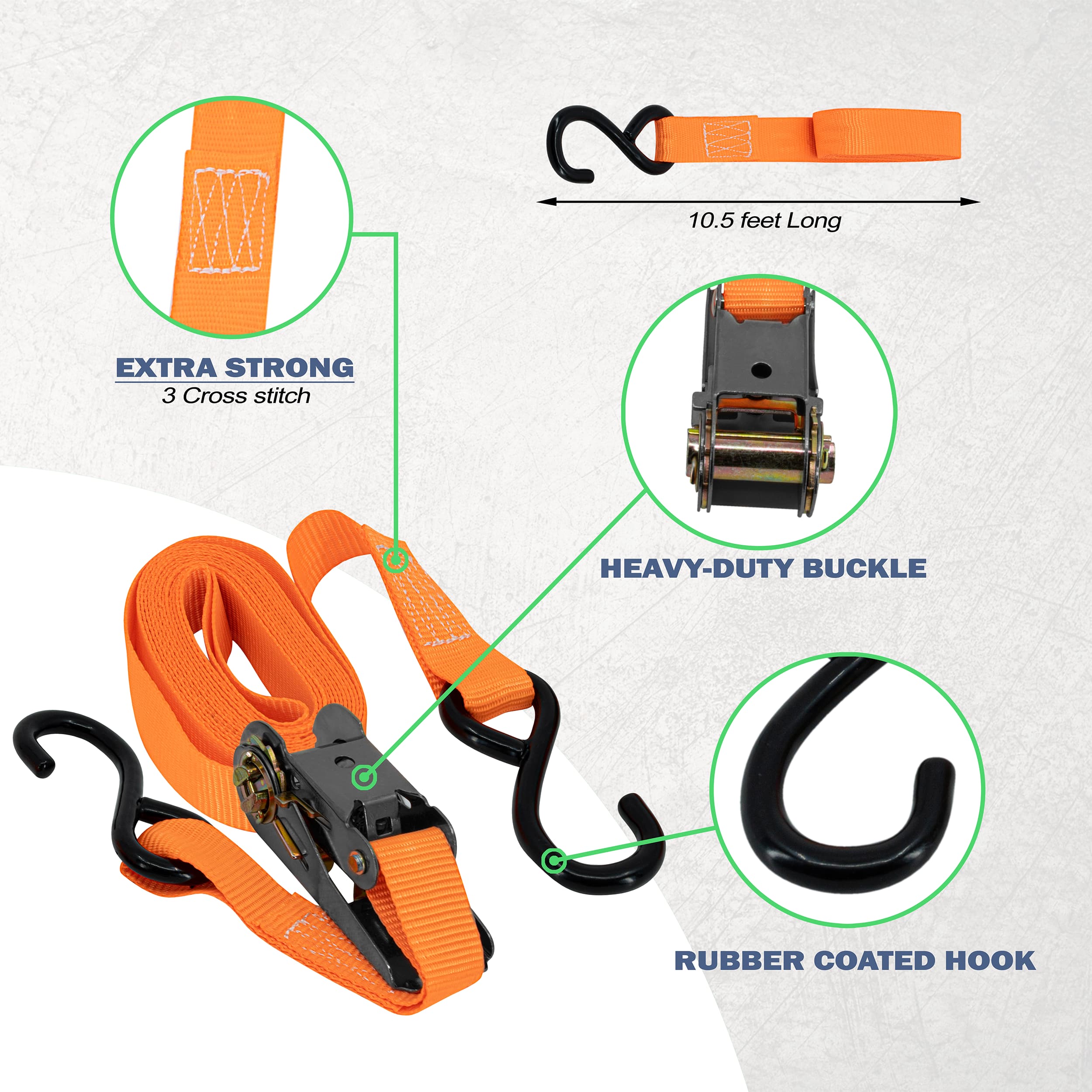 Heavy Duty Ratchet Straps 4 Pack - 2
