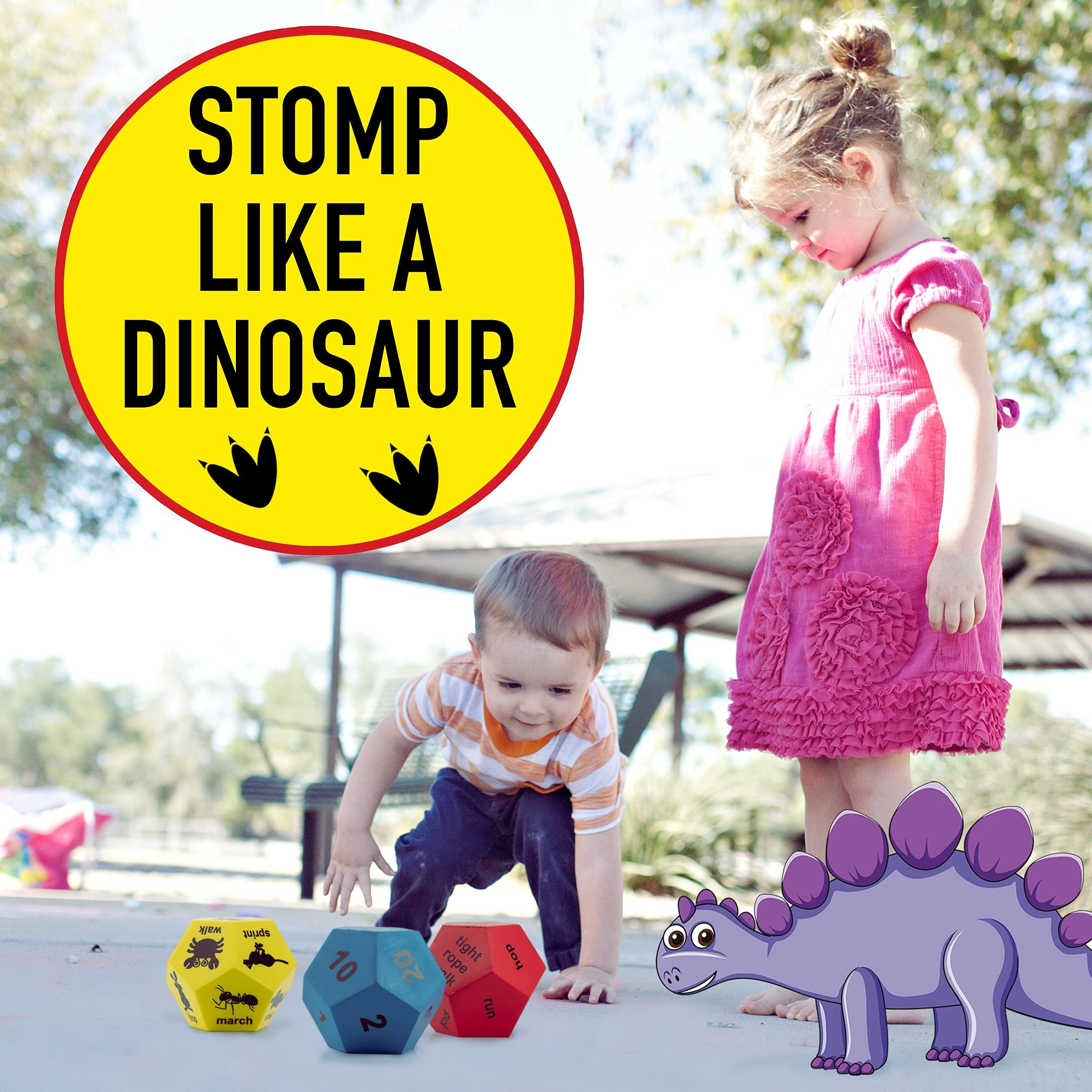 Fun Exercise Dice for Kids - Indoor & Outdoor PE Equipment, Active Play Toys for Toddlers & Children in Preschool, Kindergarten & Elementary School - Perfect for Recess, Gym Class & Home Playtime