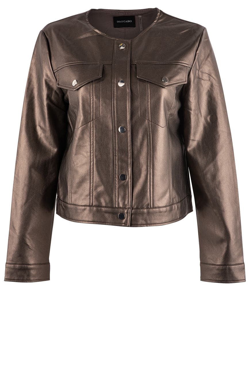 Dolce Cabo Faux Leather Jacket for Women - Stylish Vegan Leather Motorcycle Biker Jacket in Gun Metal Gray | Perfect for Casual Outfits, Night Out & Fall Fashion
