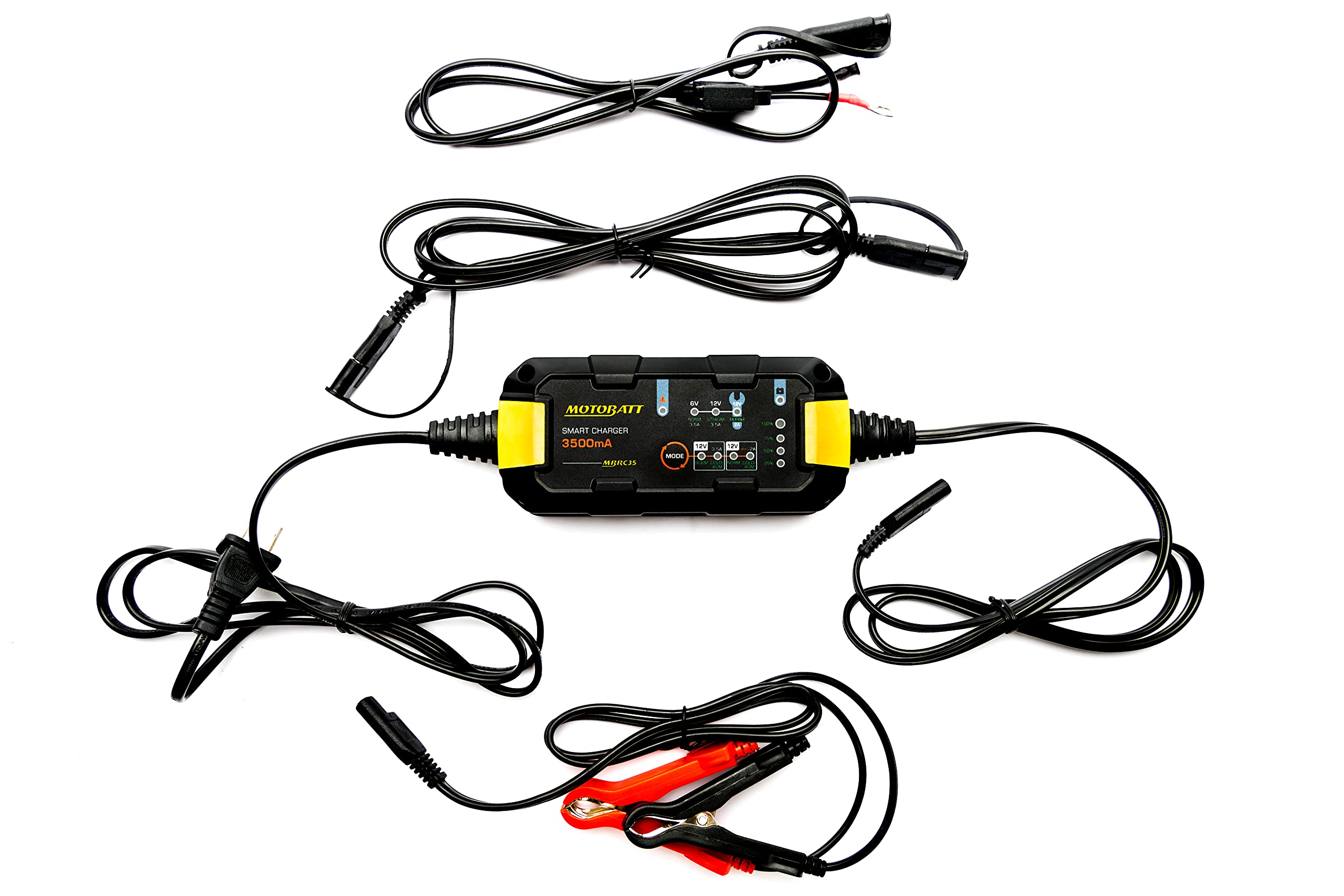 Motobatt MBRC35 Battery Charger with MBTX30UHD QuadFlex AGM Battery - Maintenance Charger for Motorcycles, ATVs & Powersports - Ready-to-Use Factory Activated Combo for Long-Term Vehicle Storage & Seasonal Maintenance