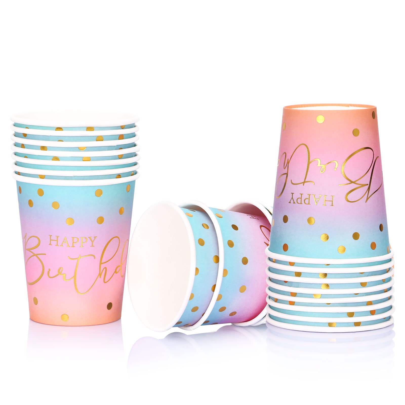 Pastel Rainbow Birthday Party Supplies for Girls - 25-Piece Disposable Plates, Cups & Napkins Set - Perfect for Kids Birthday Parties, Baby Showers & Themed Celebrations