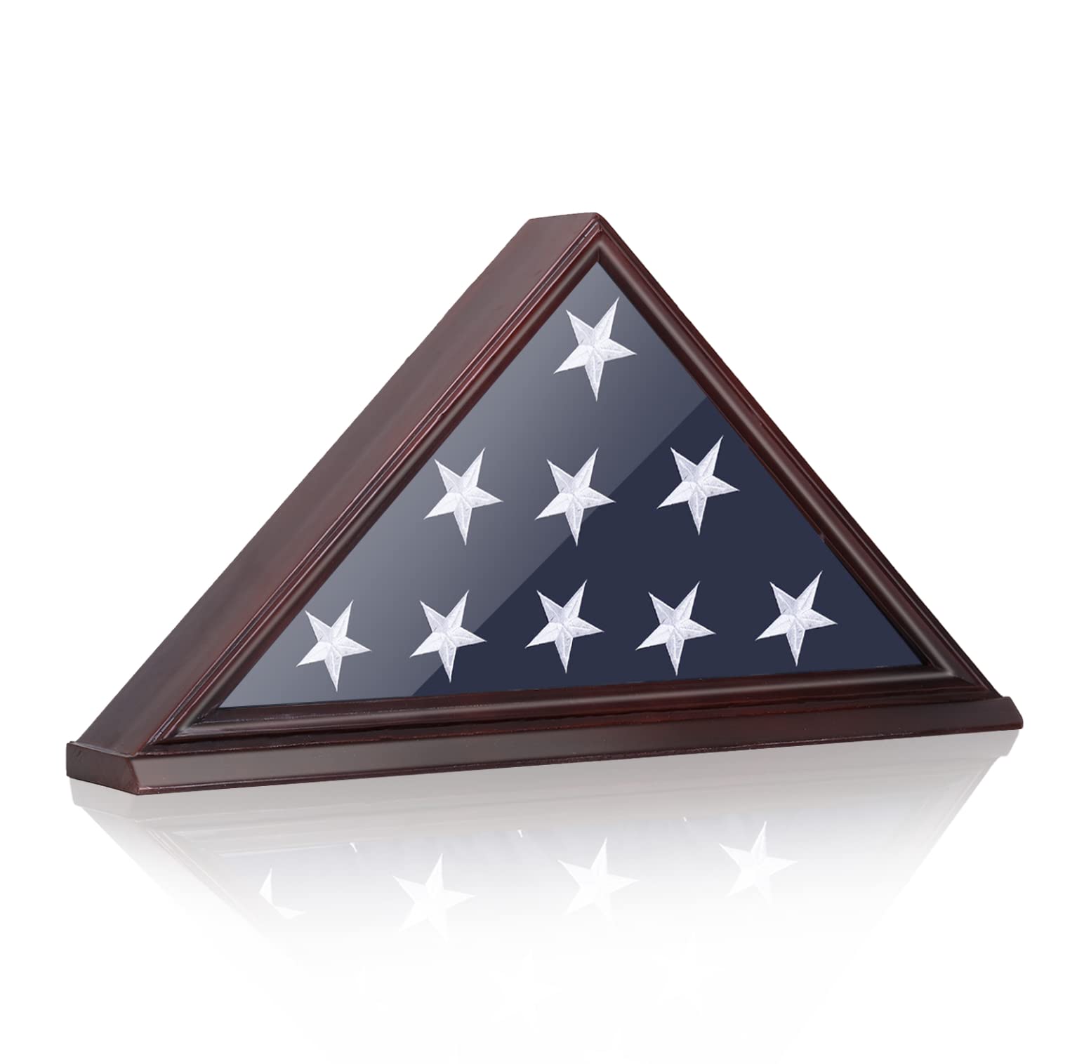 Military Flag Display Case with High Clarity Glass Front - Solid Wood Wall Mounted Shadow Box for 5'x9.5' American Veteran Burial Flag (Red) - Perfect for Honoring Veterans, Home Decor & Memorial Displays
