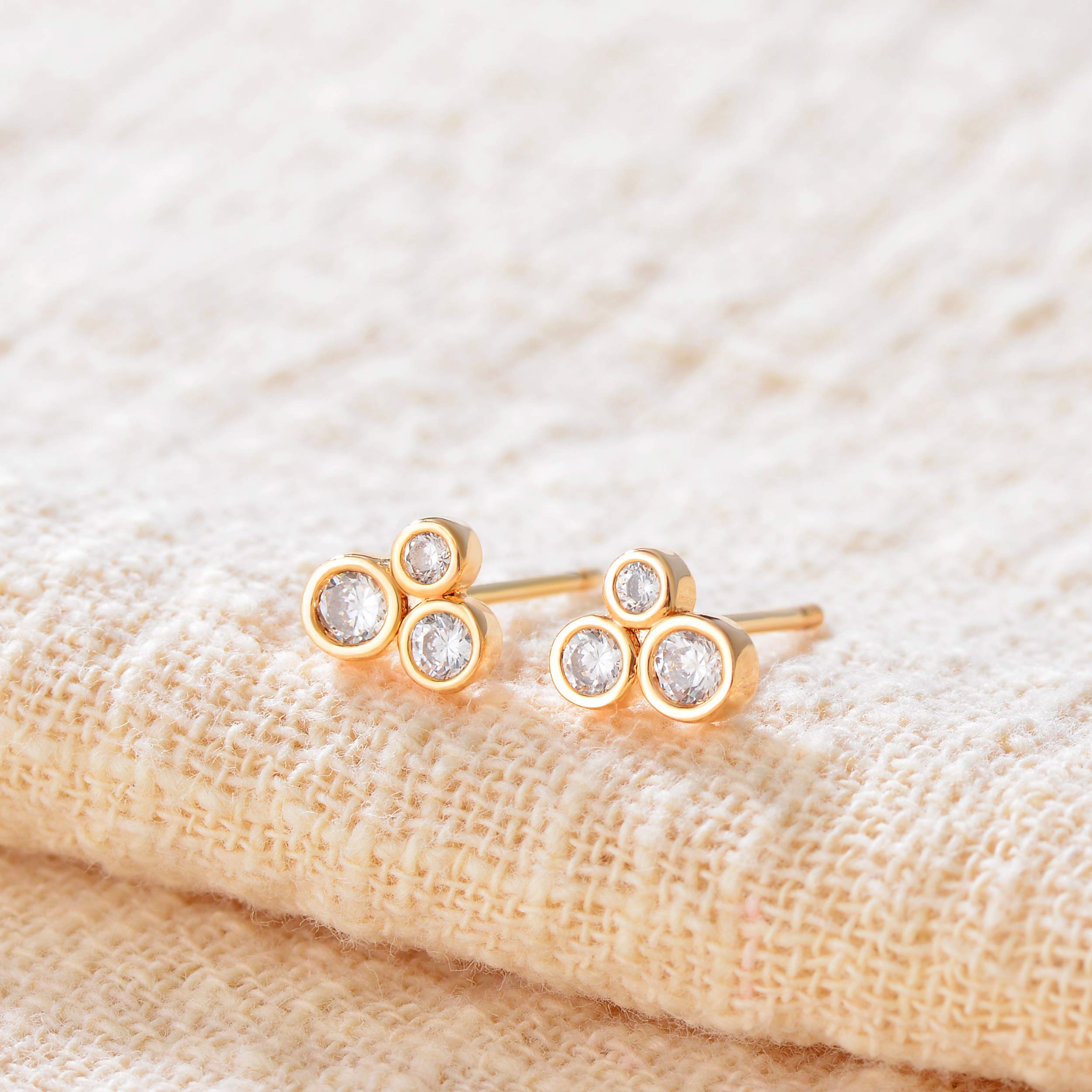 14K Gold Plated CZ Stud Earrings for Women - Elegant & Dainty Jewelry for Everyday Wear