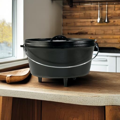 Lodge 8 Quart Pre-Seasoned Cast Iron Dutch Oven with Lid - Heavy Duty Camping Cookware for Oven, Stove, Grill & Campfire - Perfect for Stews, Bread Baking & Outdoor Cooking - Black