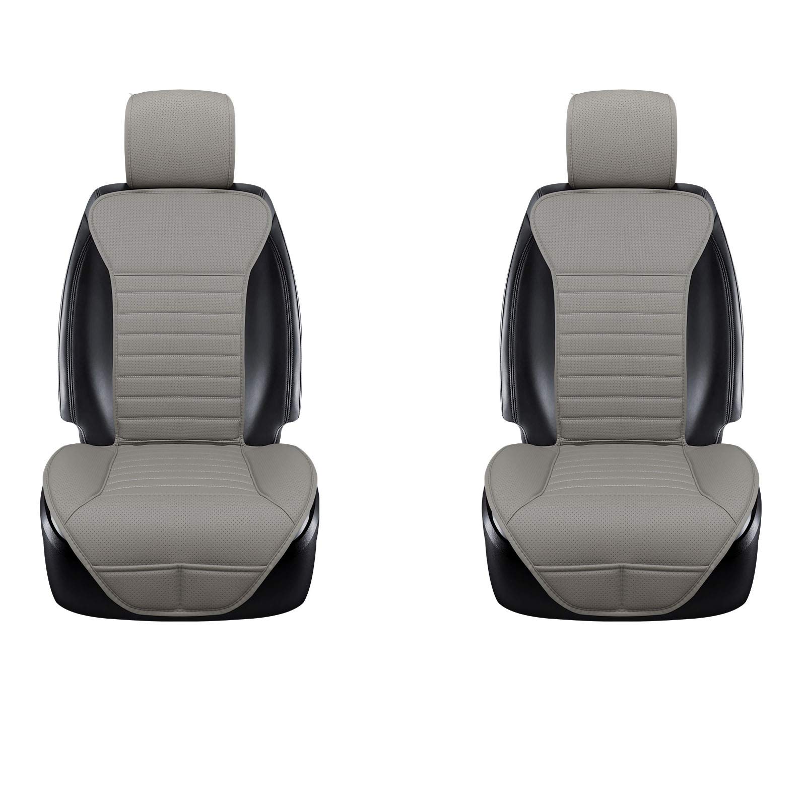 Breathable PU Leather Universal Car Seat Covers (2-Piece Set) - Premium Auto Interior Accessories for Driver & Passenger Seats - Comfortable & Durable Car Seat Cushions (Gray-B) | Perfect for Daily Commutes, Road Trips & Protecting Your Vehicle Seats