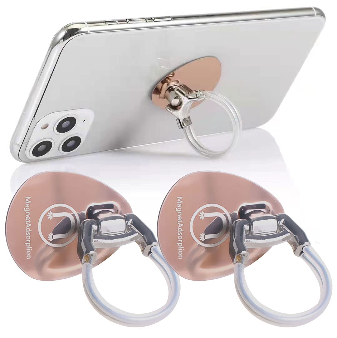 Universal 2-Pack Air Vent Phone Ring Holder & Stand - Car Mount for iPhone & Smartphones, Slim Rose Gold Finger Grip Phone Holder for Safe Driving & Hands-Free Use