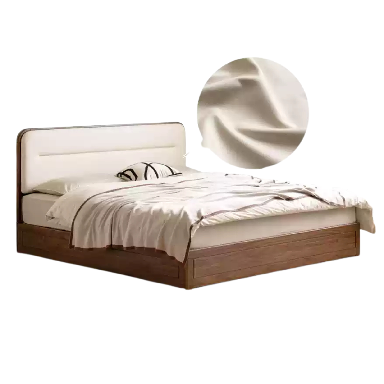 Rich Dark Walnut color (Low berth - ecological cloud leather chrysanthemum white - no bottom board) box bed