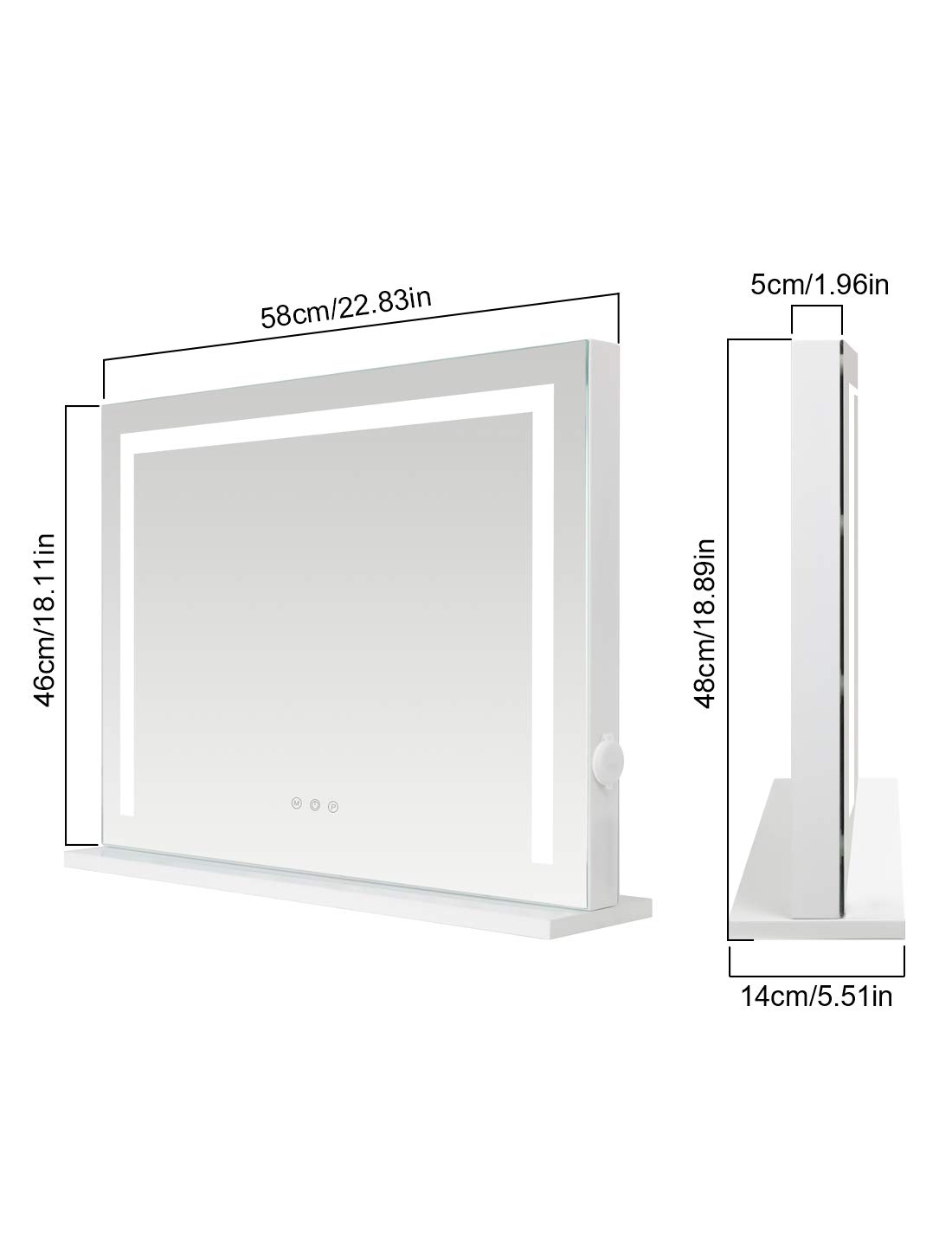 iCREAT Hollywood Vanity Makeup Mirror with LED Lights - Wall Mounted & Tabletop Dimmable Mirror with Touchscreen Control & USB Outlet - Perfect for Makeup, Skincare, and Dressing Room (White)