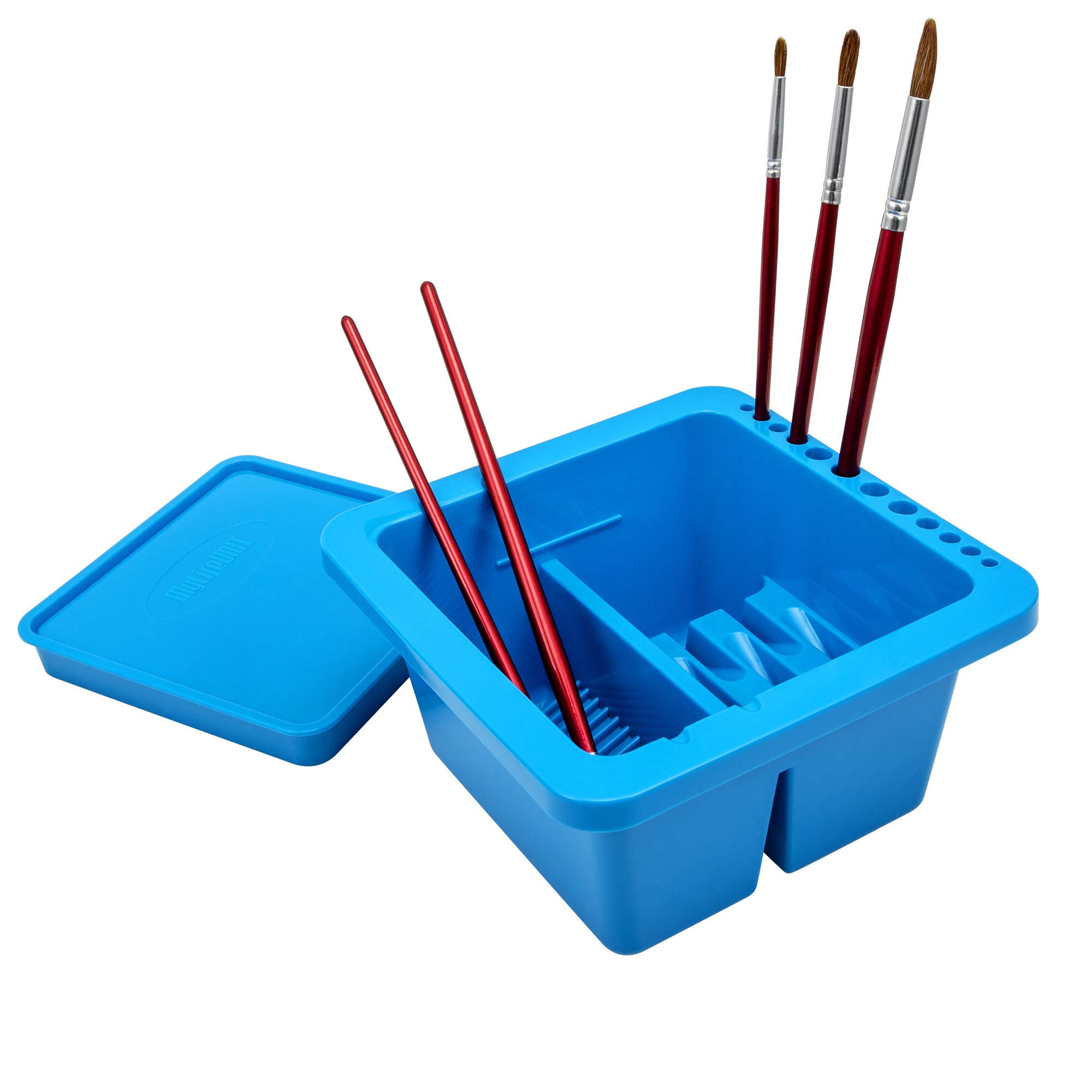 MyLifeUNIT Paint Brush Cleaner & Holder Organizer for Acrylic, Watercolor & Water-Based Paints - Blue | Artist Brush Storage Solution for Painting Studio, Classroom & Home Art Supplies
