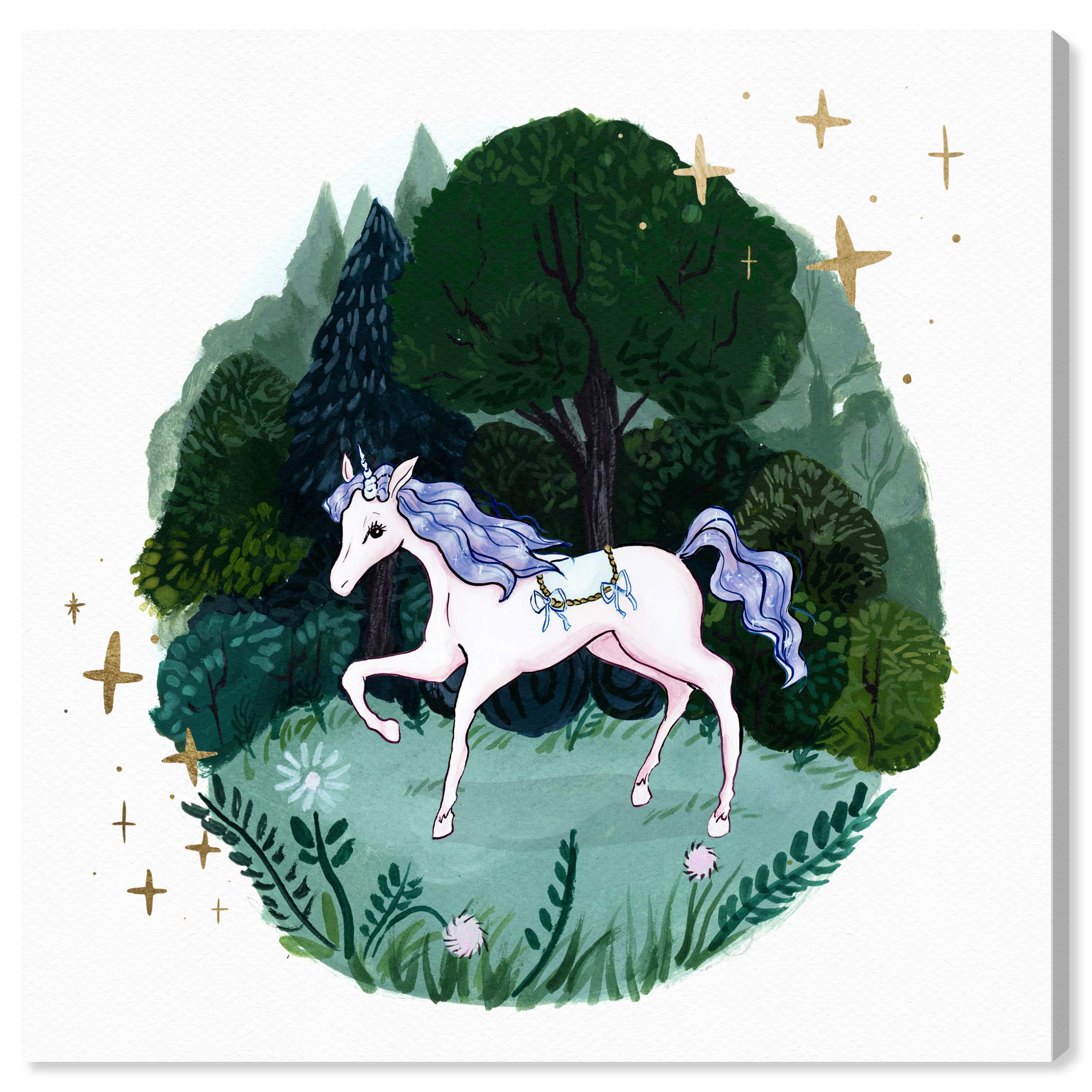 Oliver Gal Artist Co. Magical Forest Fantasy Wall Art Canvas Print - 24x24 Inches, Purple & Green Home Décor - Perfect for Living Room, Bedroom & Office Decor