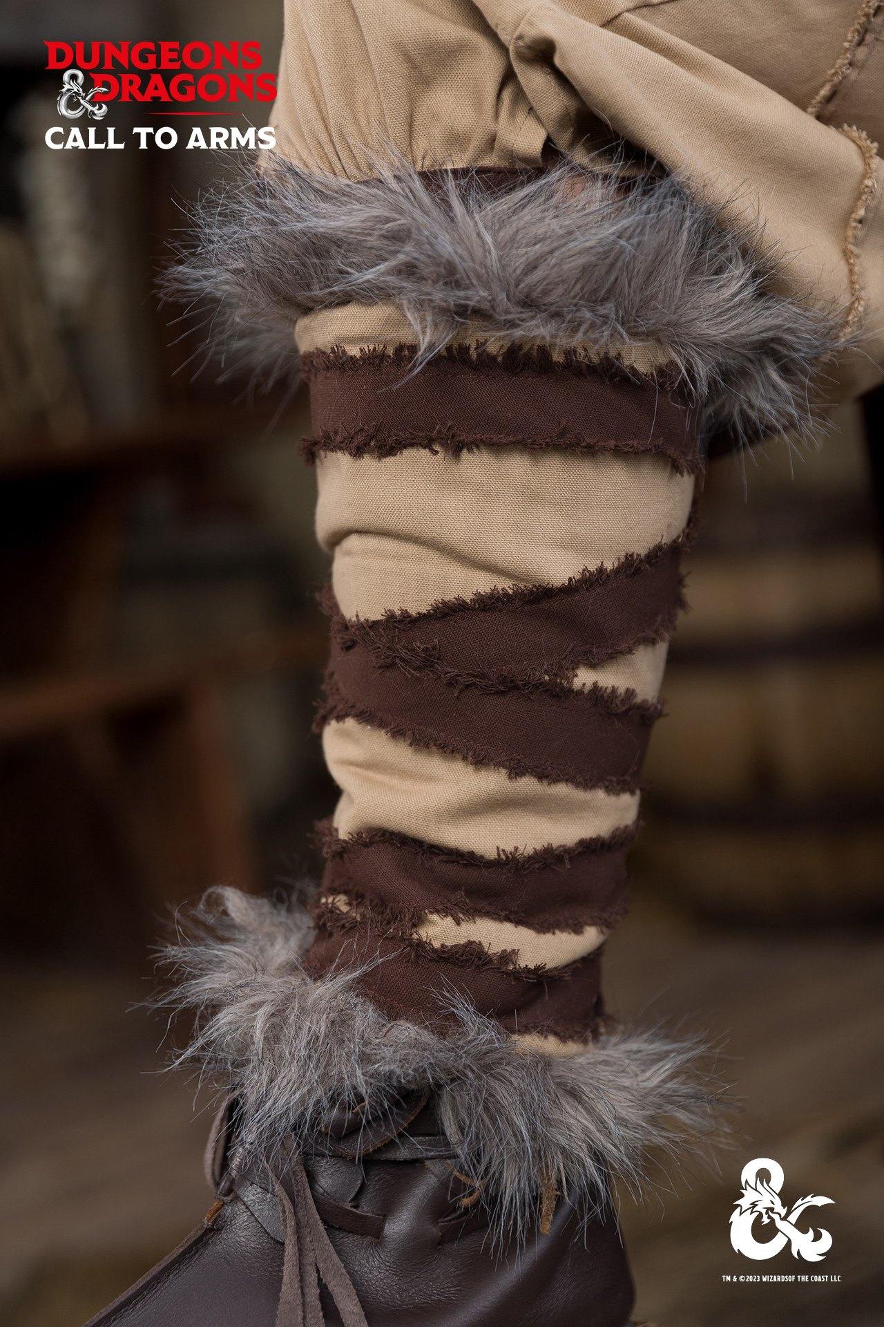 Dungeons & Dragons Barbarian Greaves - Medieval Fantasy Armor for LARP & Cosplay - Hemp/Brown Leather Leg Guards for D&D RPG Game Costume