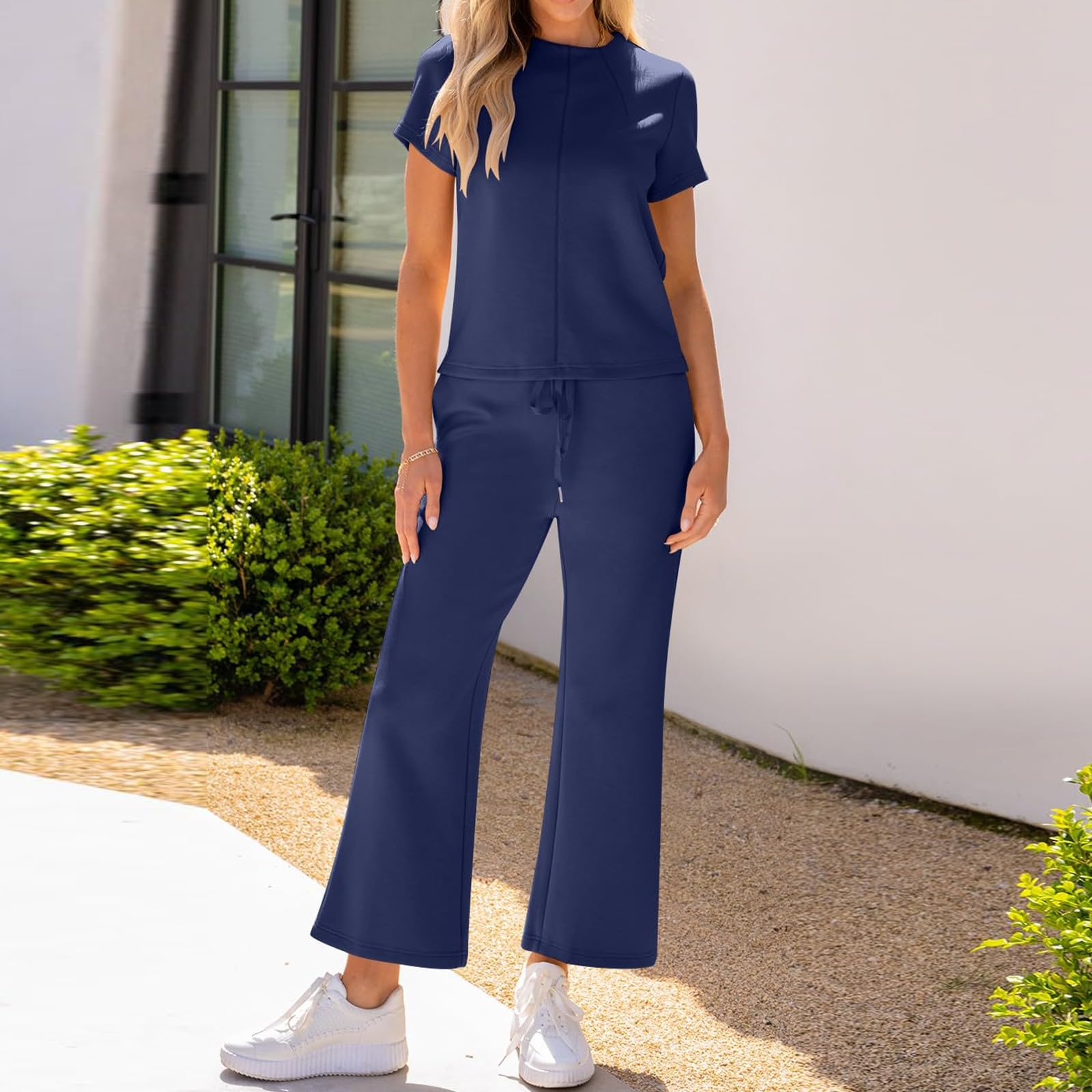 **Women's 2-Piece Summer Outfits 2024 - Sleeveless Wide Leg Tracksuit Set, Casual Lounge Sweatsuit for Women | Perfect for Gym, Yoga, Travel & Relaxation**