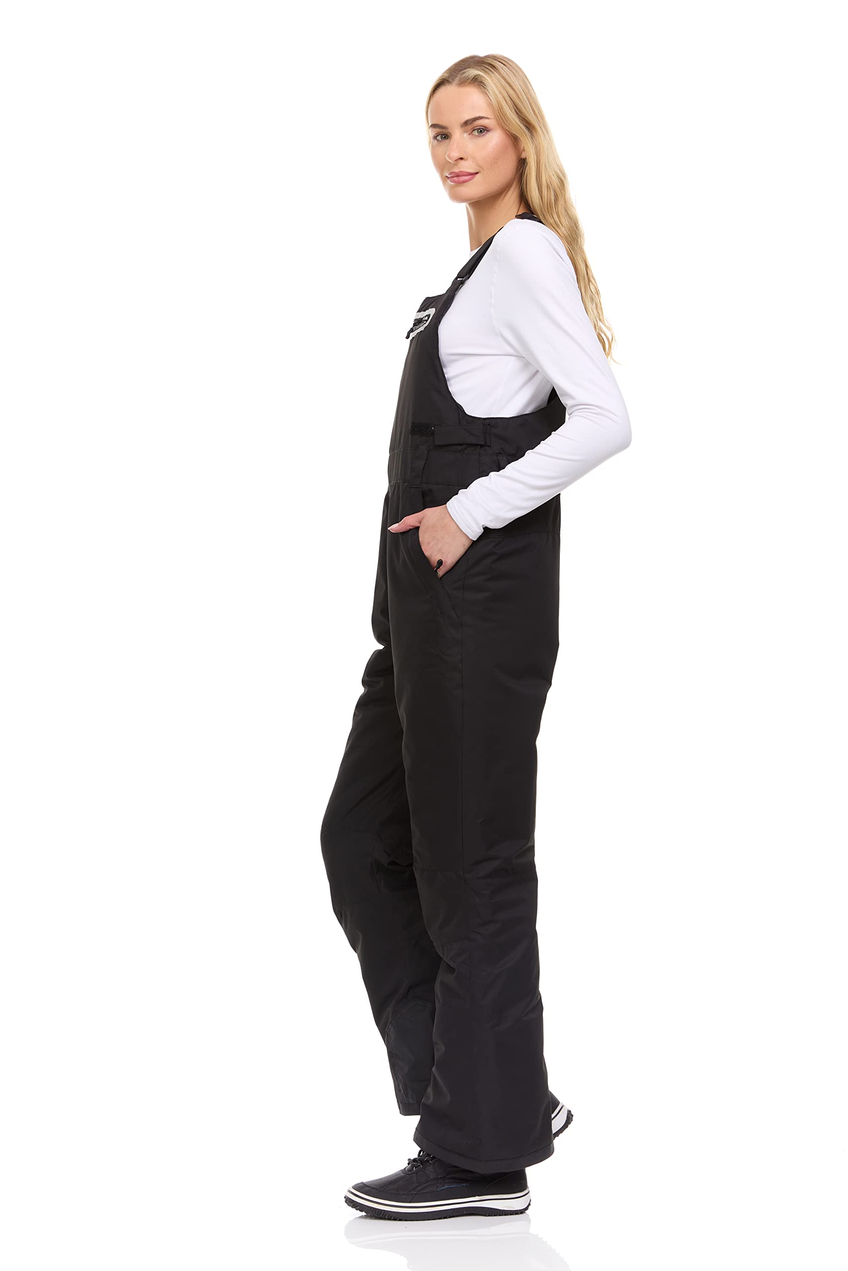 Arctic Quest Women's Insulated Waterproof Ski Snow Bib Pants - Water Resistant Snowboarding Overalls for Winter Sports (Rich Black, Large) - Perfect for Skiing, Snowboarding & Cold Weather Adventures