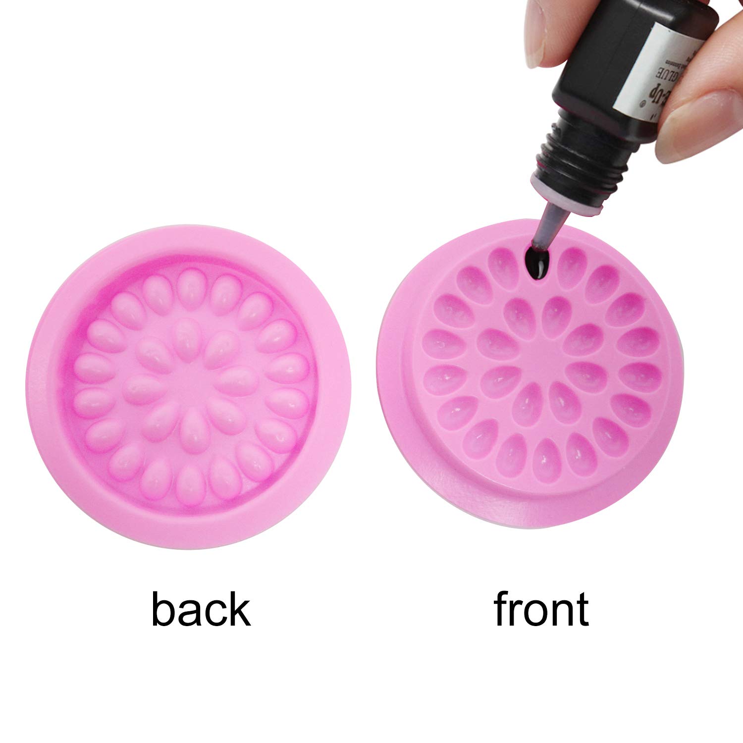 Honbay 100PCS Disposable Plastic Eyelash Glue Trays - False Eyelash Extension Adhesive Pallet Pads for Lash Artists, Nail Art & Tattoo Ink (Pink) - Perfect for Salon, Spa & Professional Makeup Applications