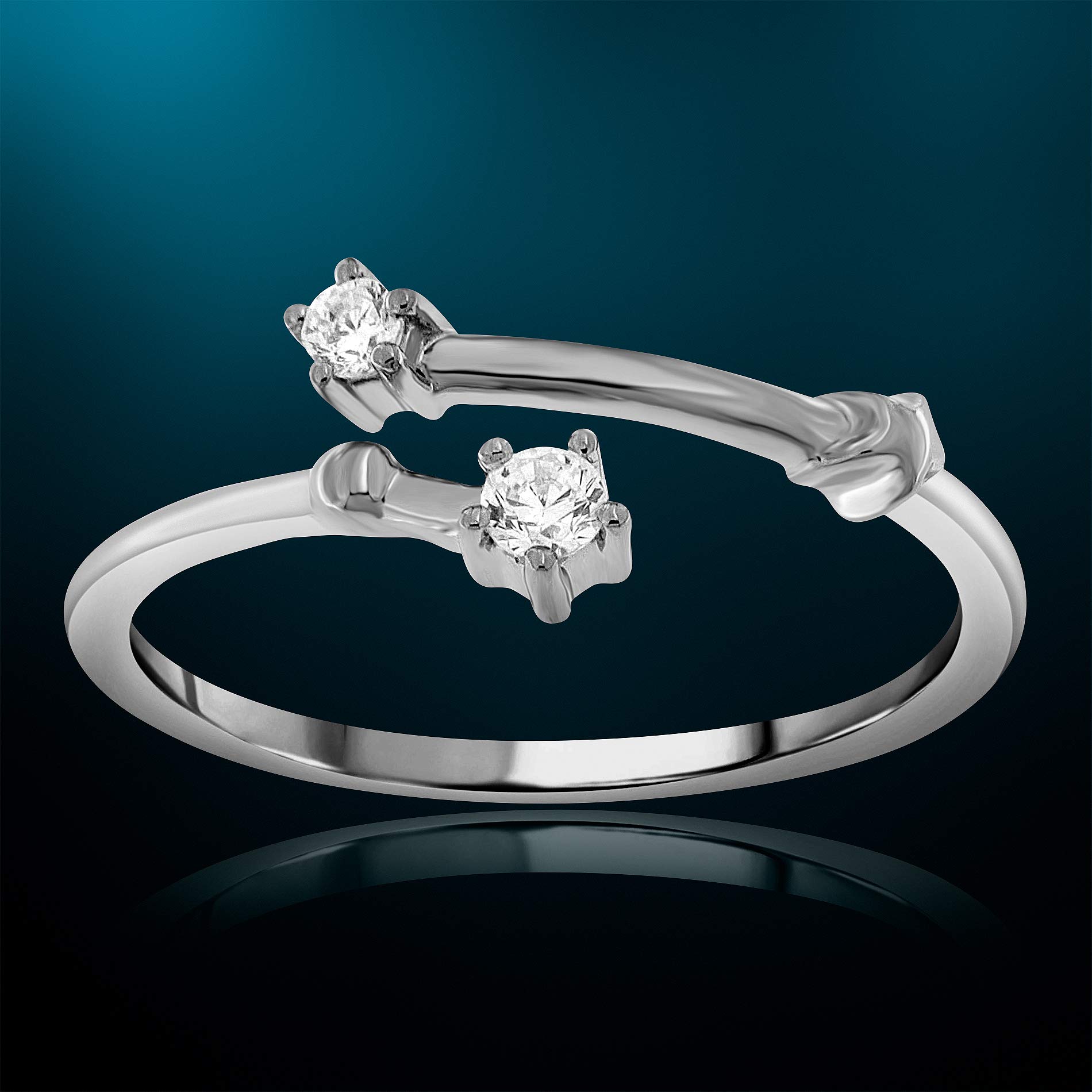 NATALIA DRAKE 1/10 Carat Diamond Celestial Star Zodiac Ring for Women - 925 Sterling Silver, H-I Color, I1-I2 Clarity - Perfect for Horoscope Lovers, Birthday Gifts & Astrology Jewelry Collection