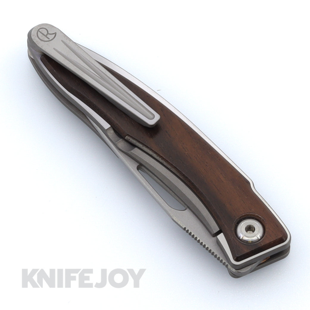 Chris Reeve Knives Mnandi Folding Knife - Magnacut Clip Point Blade, Titanium Handles with Macassar Ebony Inlay - Perfect for EDC, Outdoor Adventures & Collectors