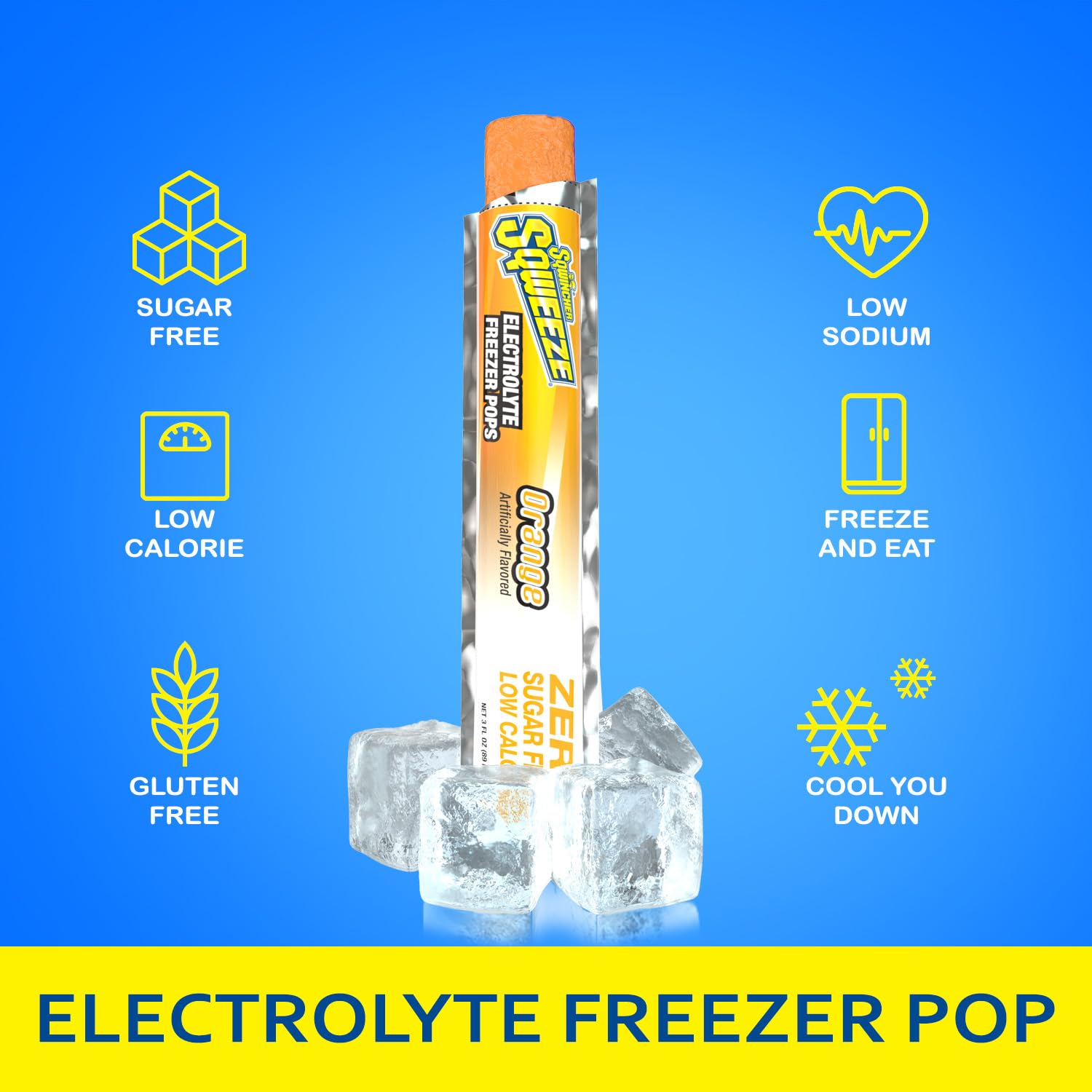 Sqwincher Sqweeze Electrolyte Freezer Pops - Sugar-Free Hydration Popsicles, Assorted Fruit Flavors (5 Bags of 10, 50 Count) - Perfect for Sports, Workouts & Hot Summer Days