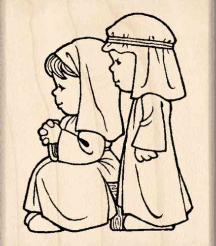 Mary & Joseph Christmas Nativity Rubber Stamp - Handmade Holiday Card Making, Scrapbooking & DIY Crafts - Perfect for Christmas Greetings, Gift Tags & Festive Decorations