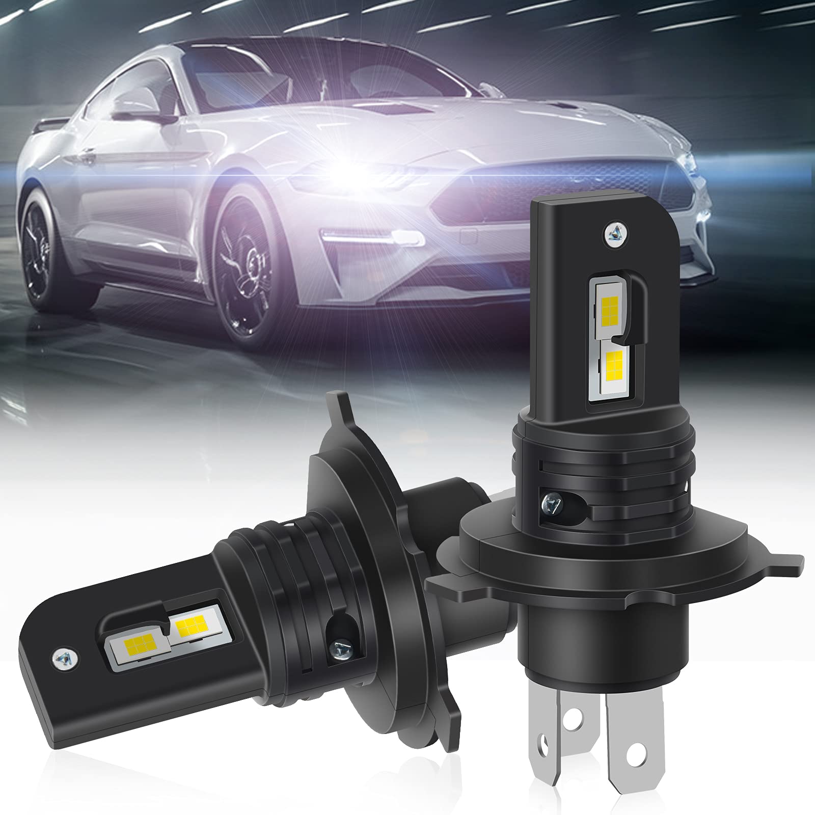 H4 9003 LED Bulbs High Low Beam - 40W 10000LM 6000K Xenon White - CANBUS Error Free - Plug & Play Fanless All-in-One Headlight Conversion Kit - 2PC Pack (V9 H4 HB2) - Perfect for Cars, Trucks & SUVs Night Driving Safety Upgrade
