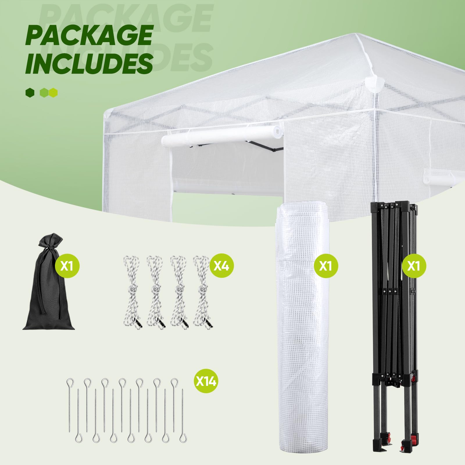 EAGLE PEAK 8x8 Portable Walk-in Greenhouse - Pop Up Indoor Outdoor Garden Plant Greenhouse with Zippered Doors & Windows, PE Cover - Perfect for Gardening, Seed Starting & Plant Protection (White)