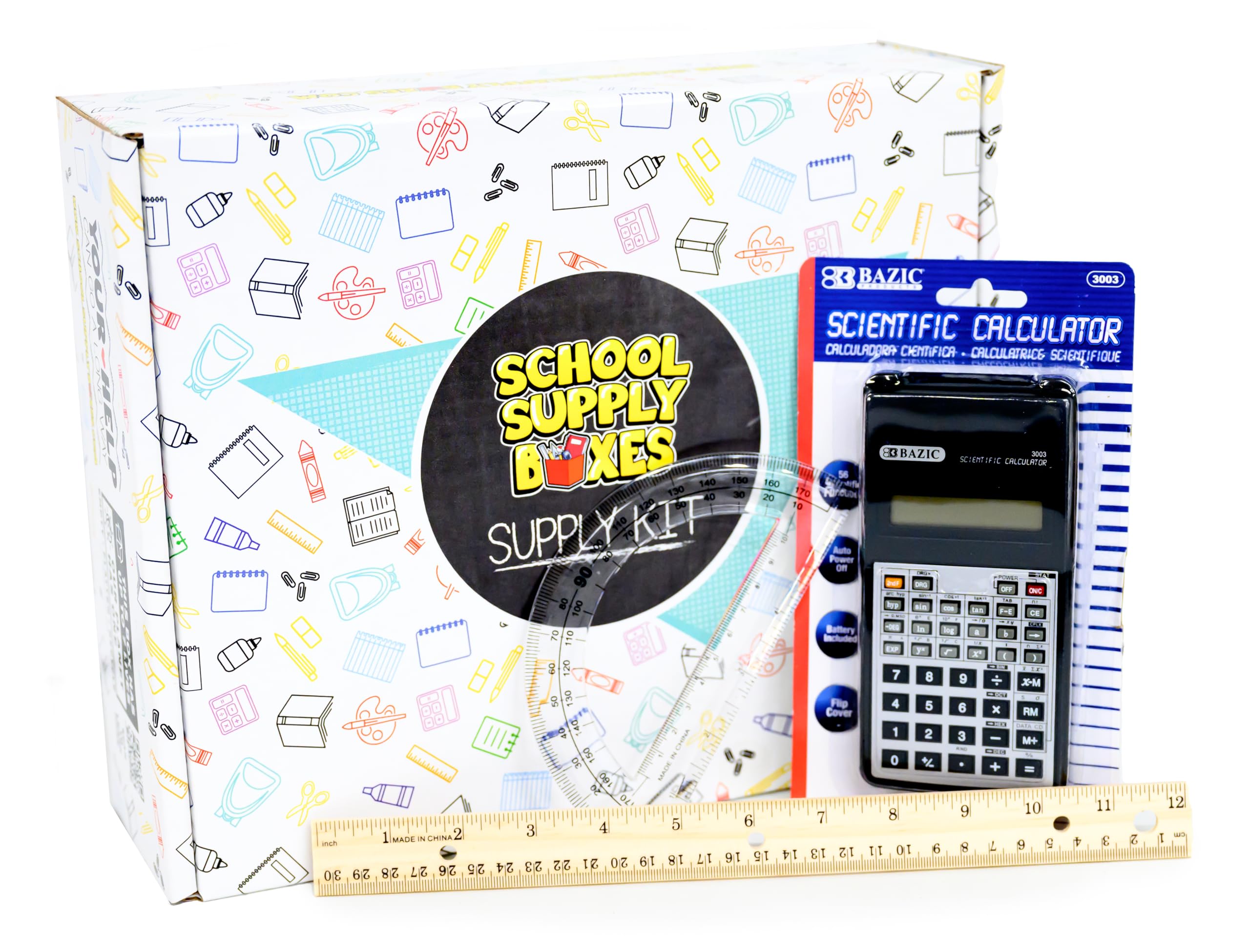 Math Essentials Back to School Bundle - 36 Piece Classroom Supply Kit with Pencils, Erasers & Rulers for Students, Teachers & Homeschooling | Perfect for School, Office & Homework Organization