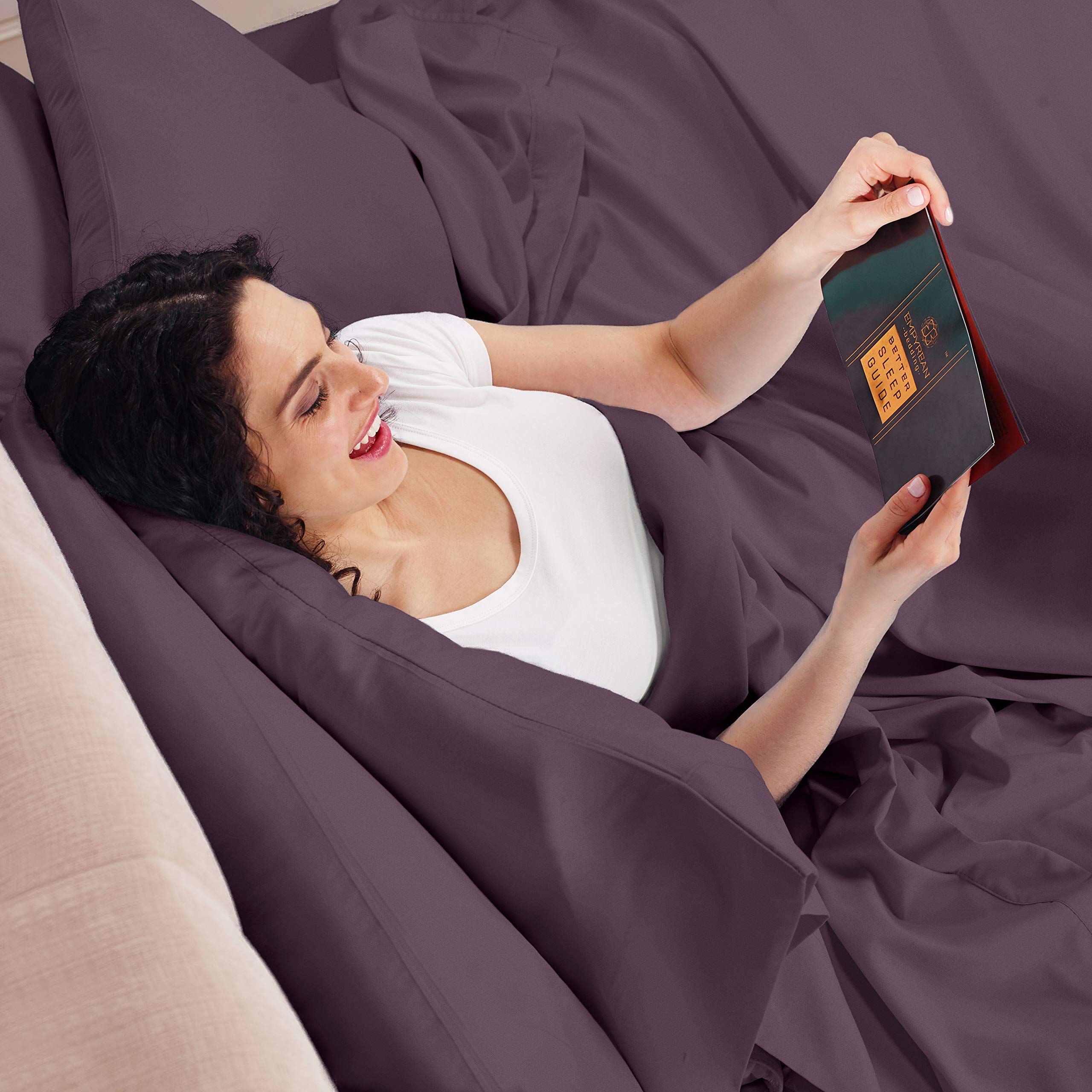 Empyrean Twin Sheets Set - 3 Piece Ultra Soft Microfiber Bedding - Double Brushed Luxury Hotel Quality Purple Eggplant Twin Size Sheets with Deep Pockets & Elastic Corners - Perfect for Guest Rooms, Dorms & Cozy Bedrooms