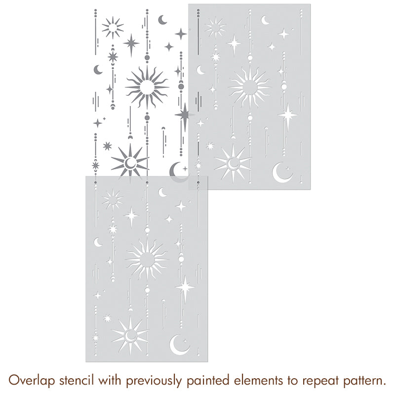 Celestial Moon and Stars Stencil for DIY Crafts, Wall Art, and Home Decor - Perfect for Painting, Scrapbooking, and Custom Designs