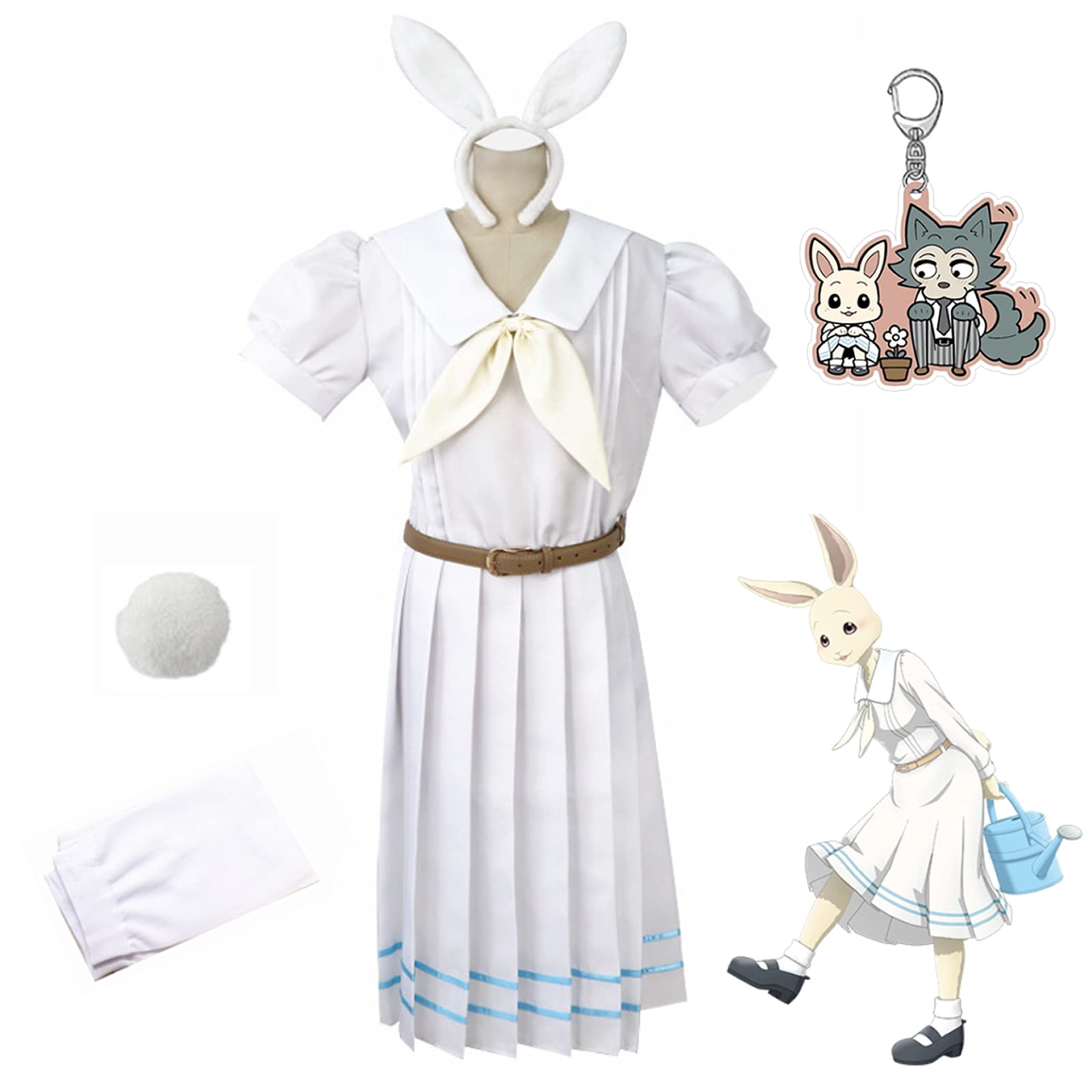 Tugia Haru Anime Beastars Cosplay Costume Full Set with Headwear & Keychain for Women - Perfect for Halloween, Conventions, and Cosplay Events