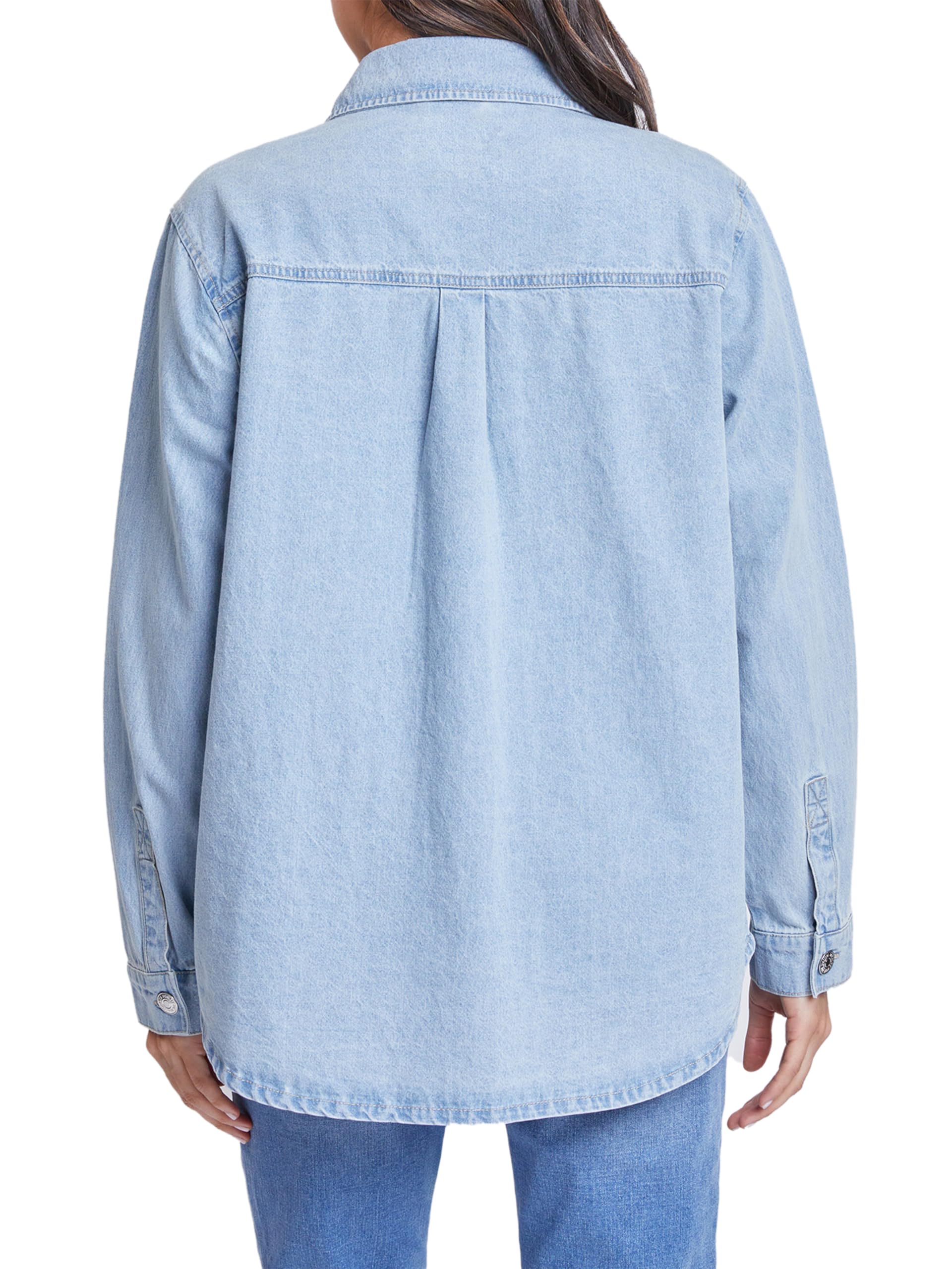 Royalty For Me Women's Ymi Jeans Oversized Shacket with Front Patch Pockets - Stylish Casual Jacket for Women, Perfect for Fall Layering & Everyday Outfits