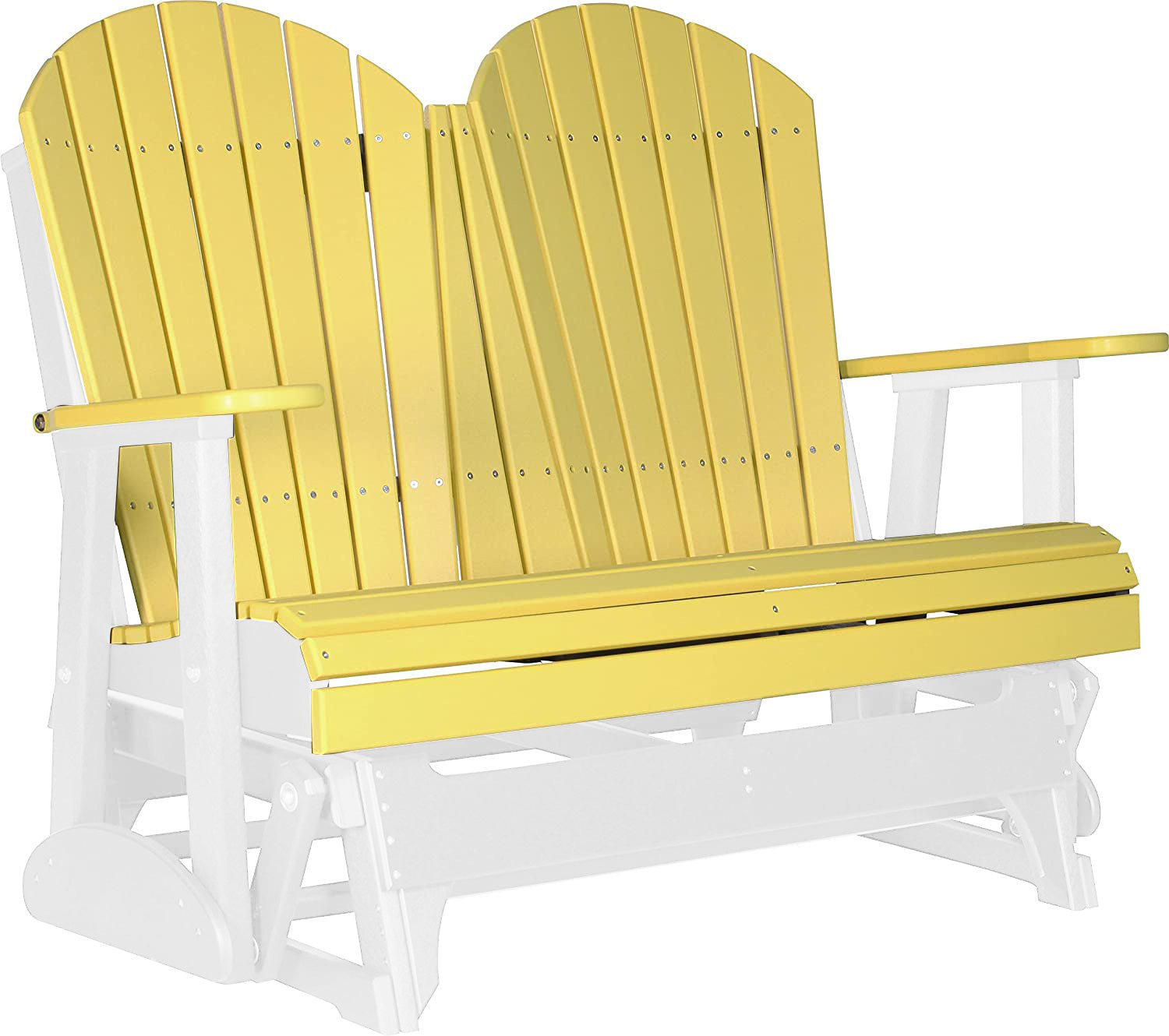 LuxCraft 4 ft. Yellow Recycled Plastic Adirondack Outdoor Glider Chair - Perfect for Patio, Garden, Poolside & Backyard Relaxation
