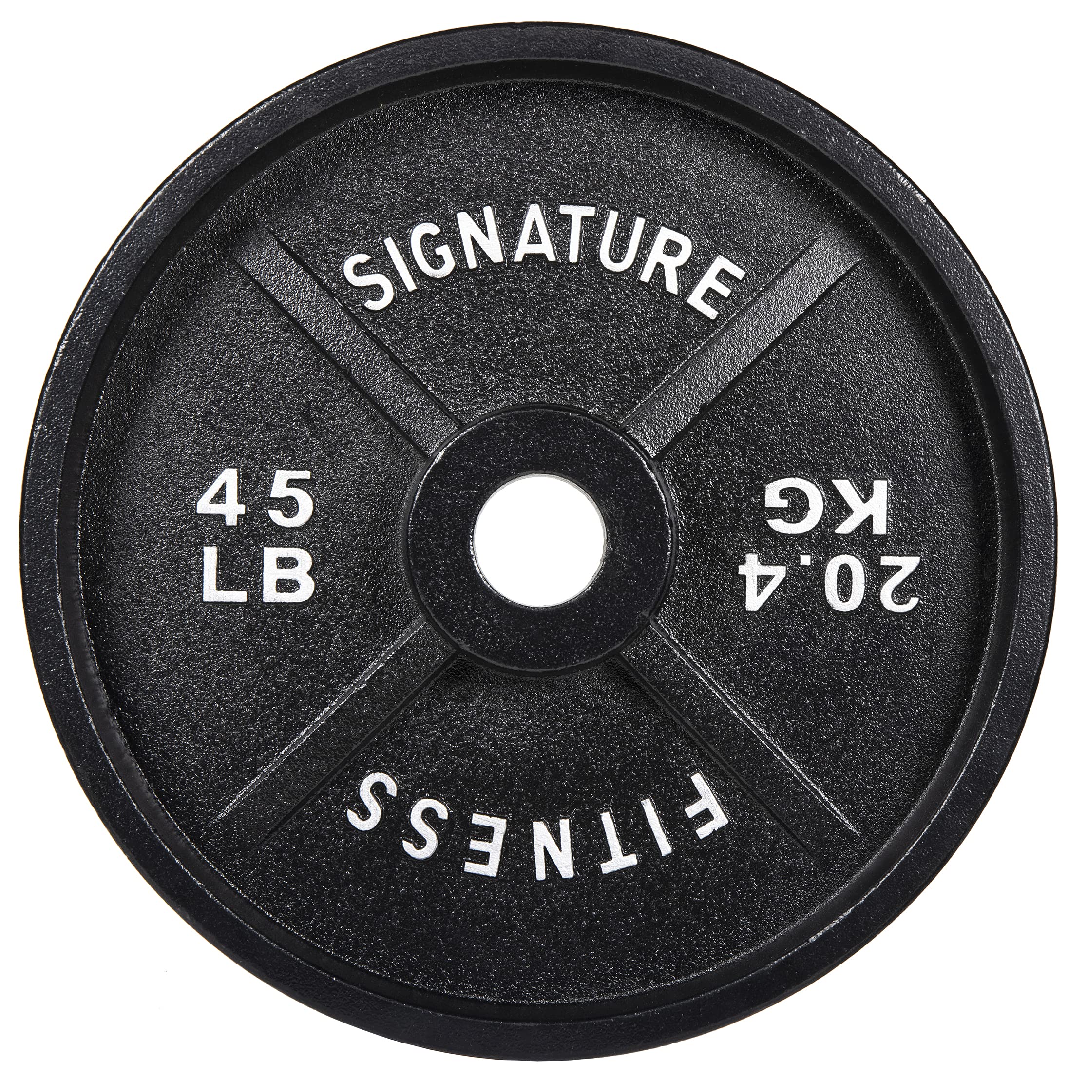 Signature Fitness Deep Dish 2-Inch Olympic Cast Iron Weight Plates with E-Coating - Durable Gym Equipment for CrossFit, Powerlifting & Home Workouts