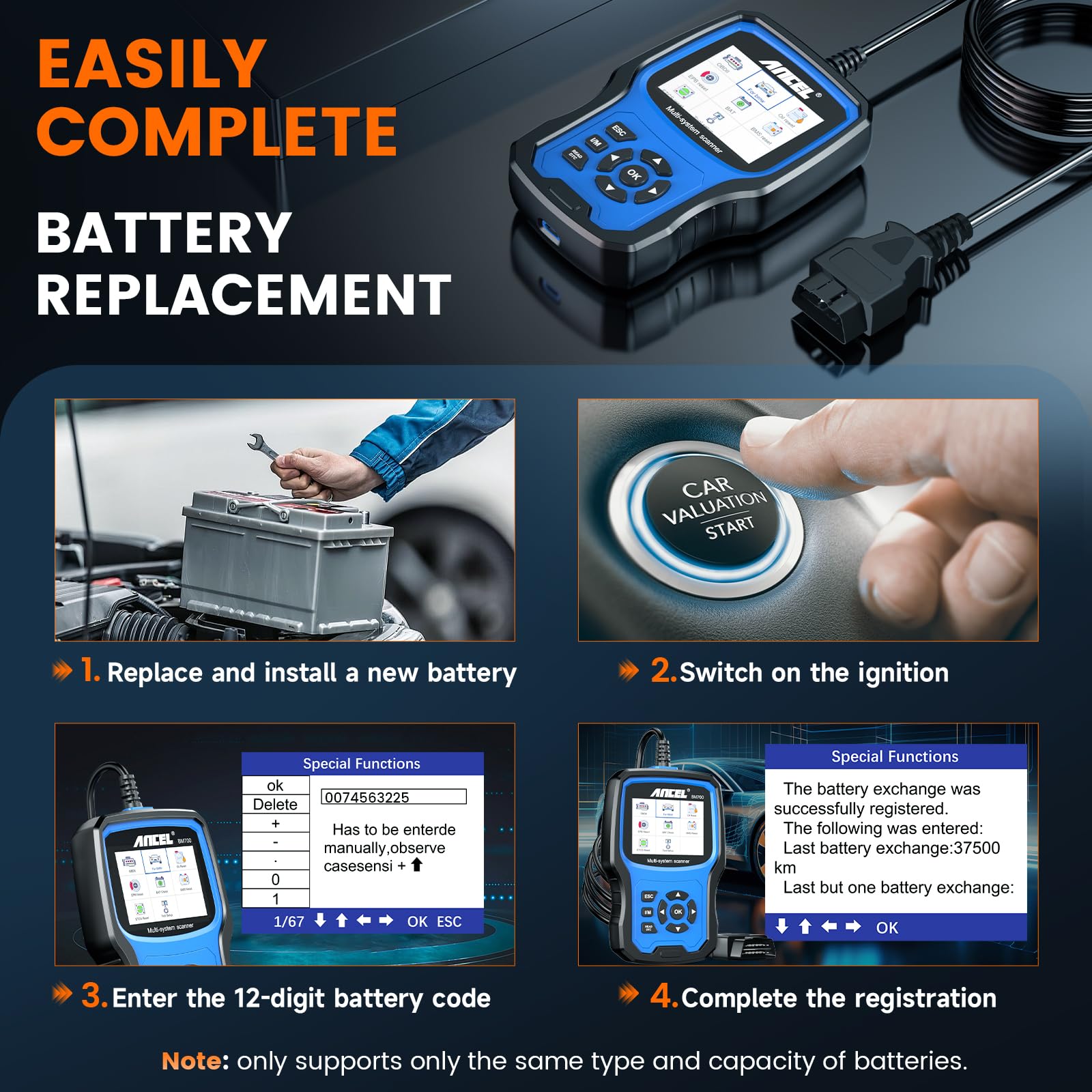 ANCEL BST200 12V Car Battery Tester & ANCEL BM700 BMW OBD2 Scanner Diagnostic Tool - Perfect for Vehicle Maintenance, Auto Repair Shops & DIY Car Diagnostics