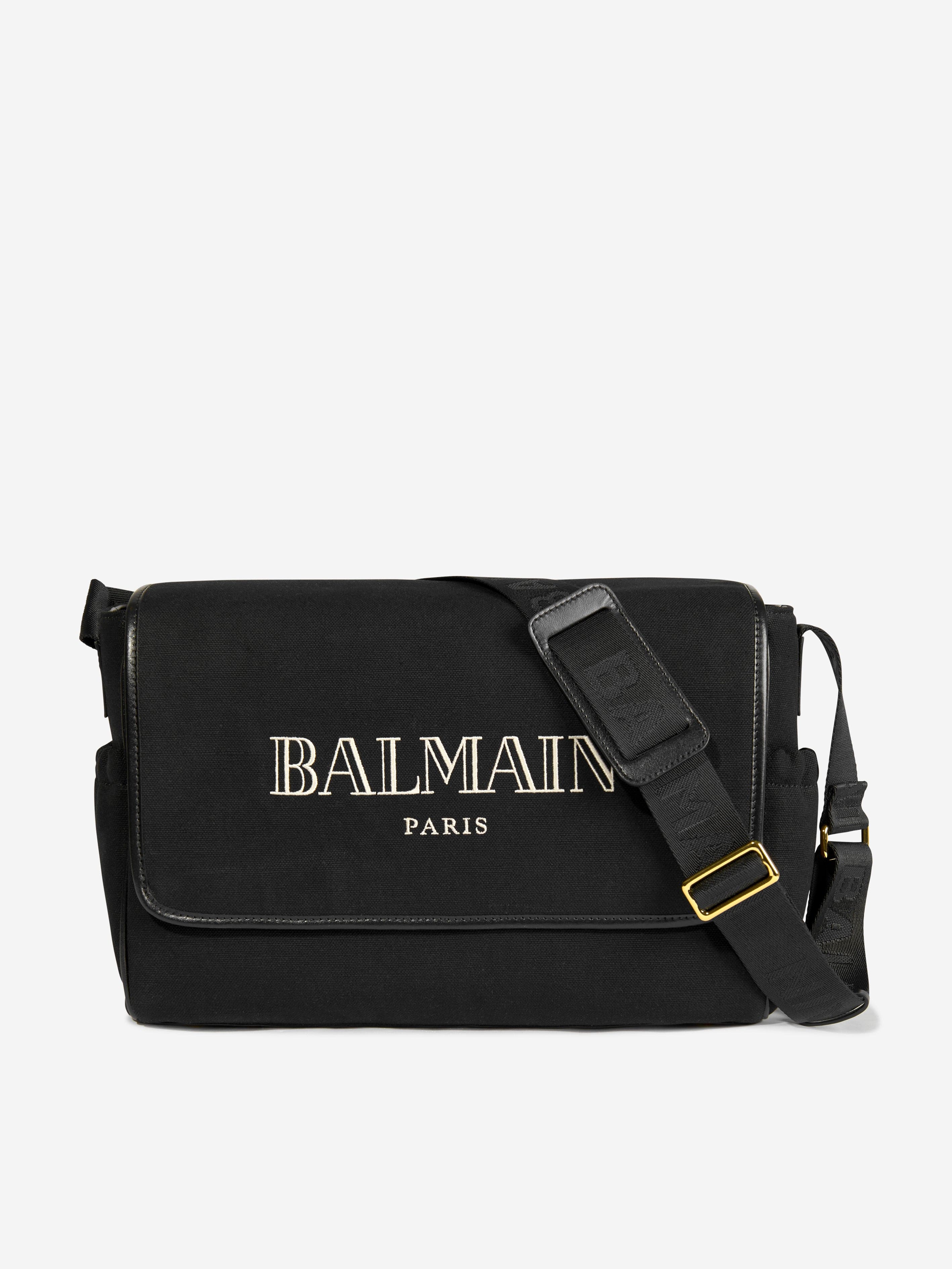 Balmain Baby Logo Black Diaper Bag 40cm - Stylish & Spacious Changing Tote for Moms, Perfect for Nursery, Travel & On-the-Go Parenting