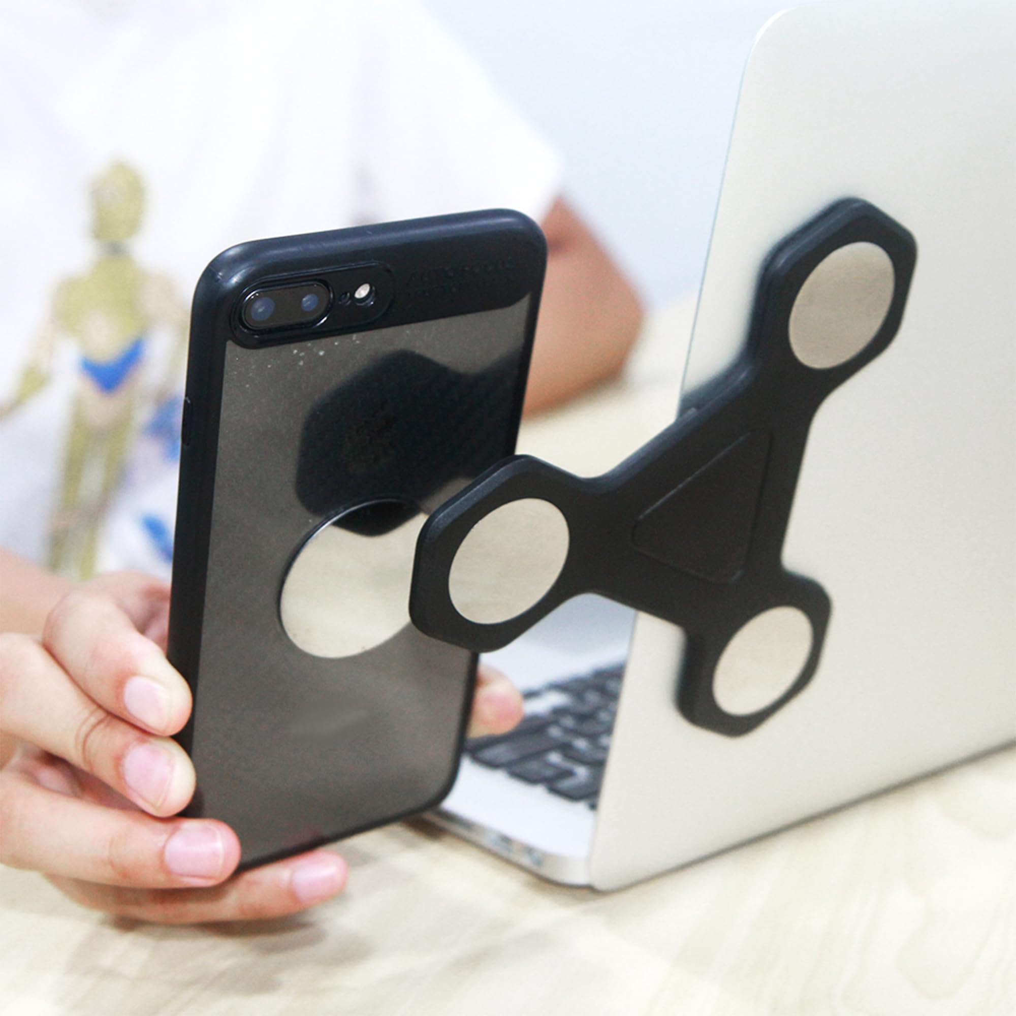 XCIVI Magnetic Laptop Monitor Mount - Adjustable Side Bracket for Smartphone & Tablet (Black) - Perfect for Dual Screen Work Setup, Gaming & Office Productivity