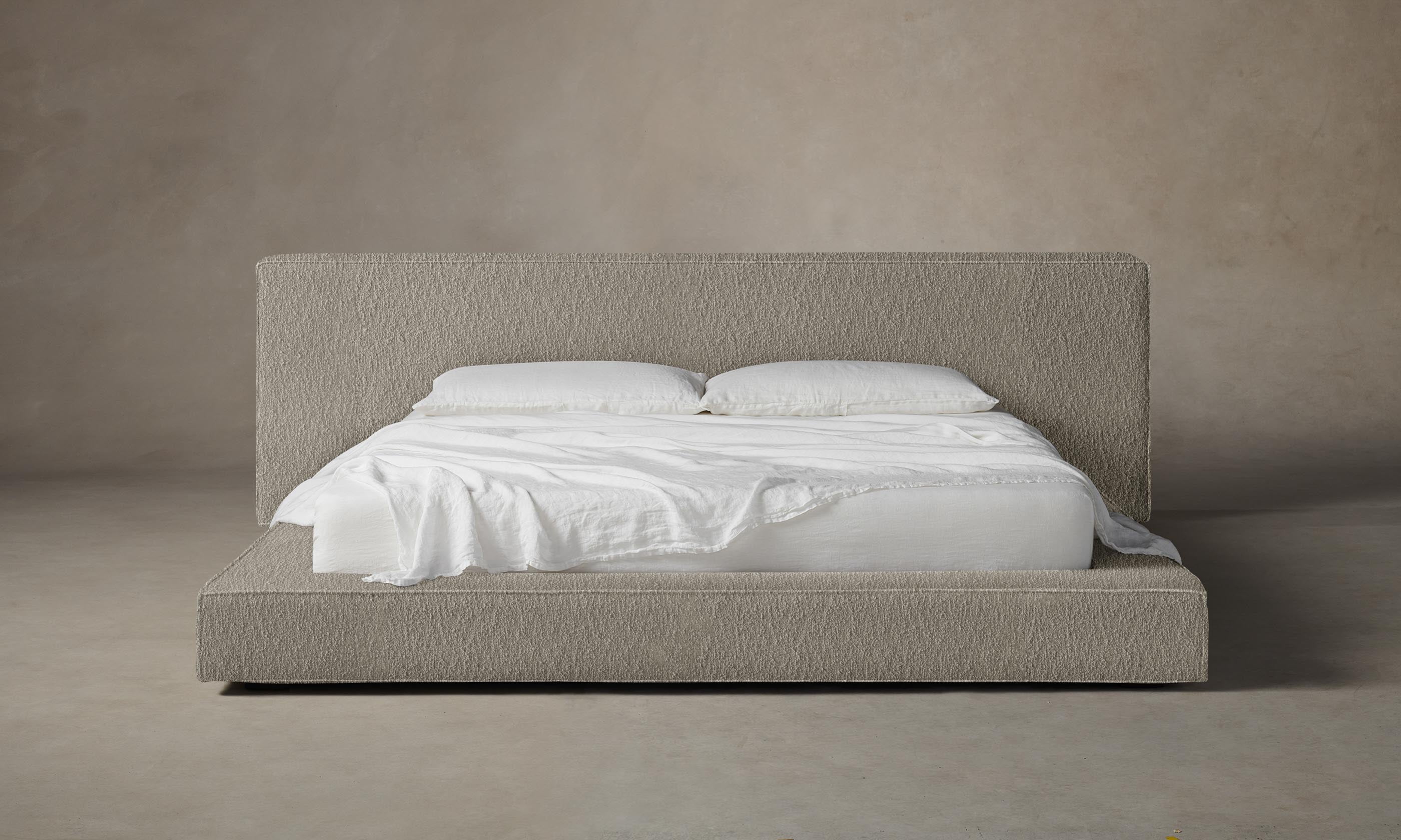 The Eldridge Bed - Premium Performance Bouclé Morel Upholstered Platform Bed Frame for Modern Bedrooms | Perfect for Master Bedrooms, Guest Rooms & Cozy Apartments