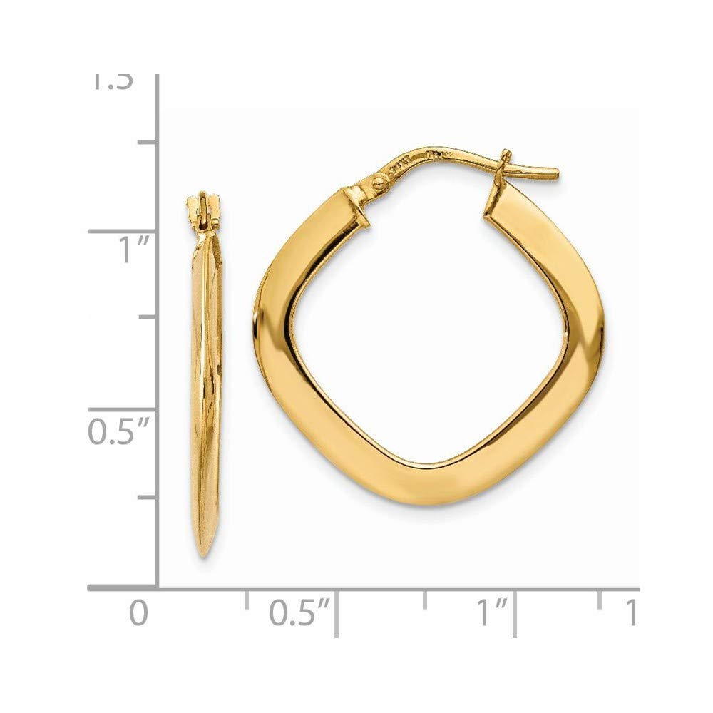 14K Yellow Gold Tapered Square Hoop Earrings for Women - 2mm Width Dainty Minimalist Jewelry - Perfect for Everyday Wear, Office & Special Occasions