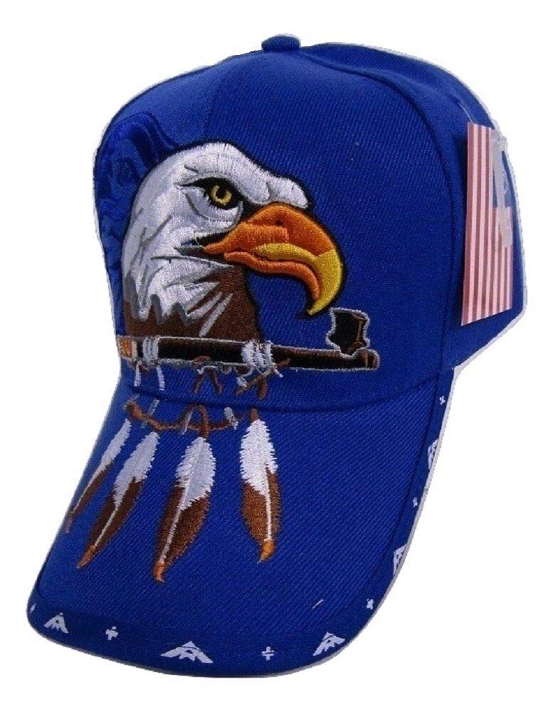 Native Pride American Indian Eagle Pipe Shadow Blue Embroidered Baseball Cap - Tribal Design Hat for Men & Women - Perfect for Powwows, Festivals, and Cultural Events