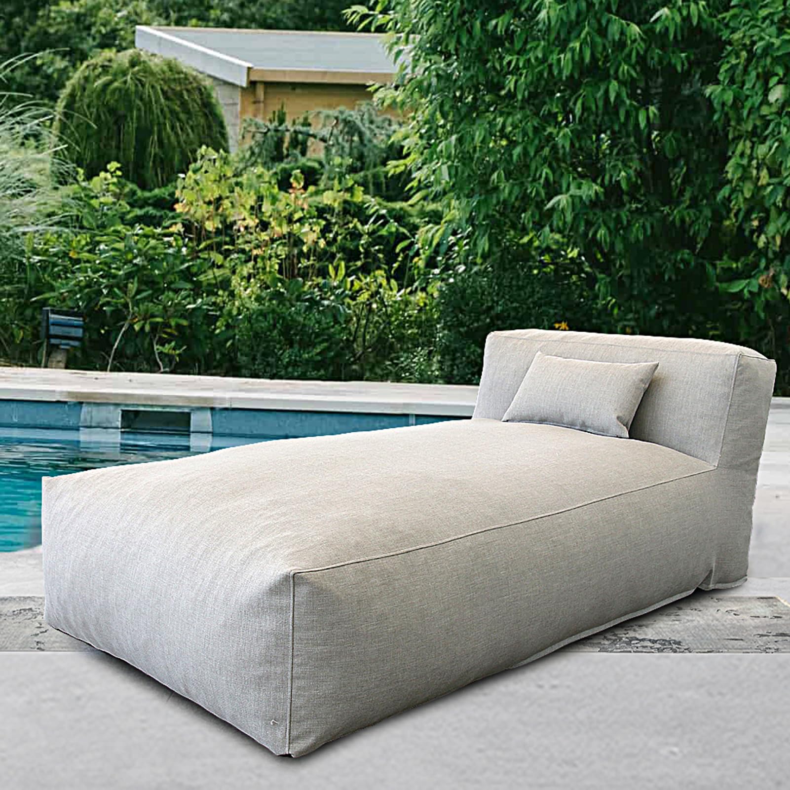 Premium Outdoor Patio Furniture Set - Modern Bean Bag Lounge Chair Sectional Conversation Set with High-Density Foam, Daybed & Sofa Couch (Light Gray) | Perfect for Backyard, Poolside & Garden Relaxation | OPEAK-lounge 01